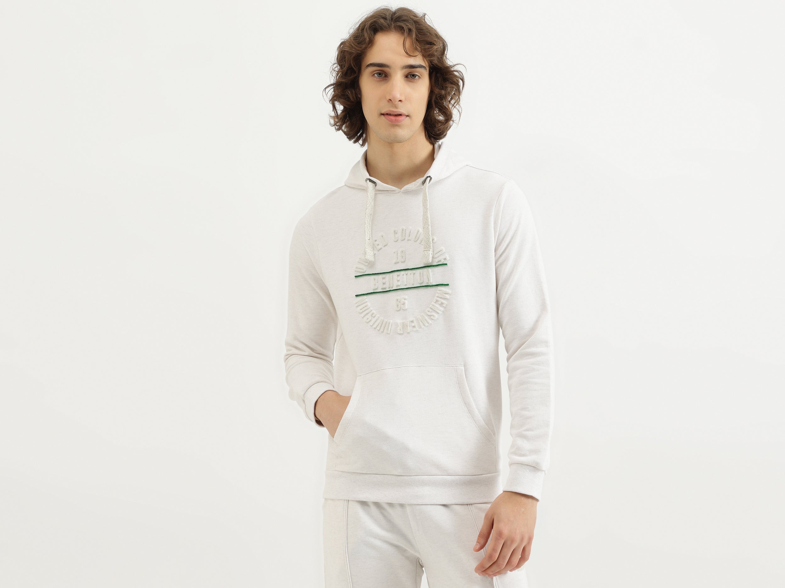 Regular Fit Hooded Neck Embossed Sweatshirt - Main Image