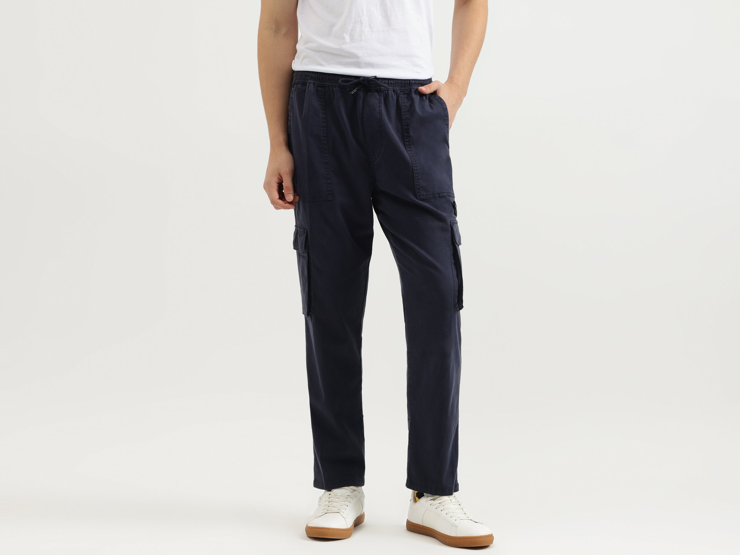 Solid Cargo Fit Cargo Pants