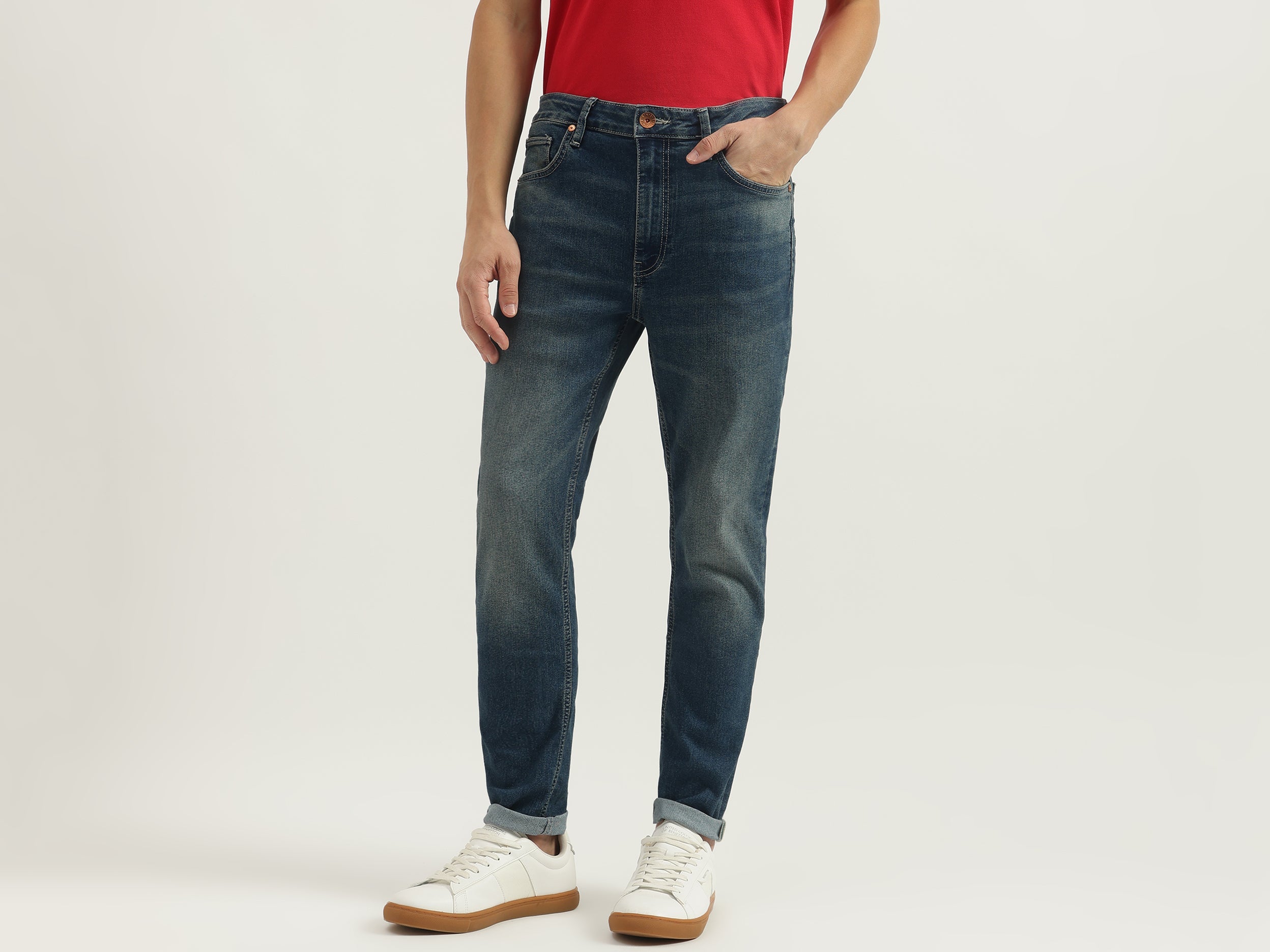 Solid Low Crotch Fit Jeans - Main Image