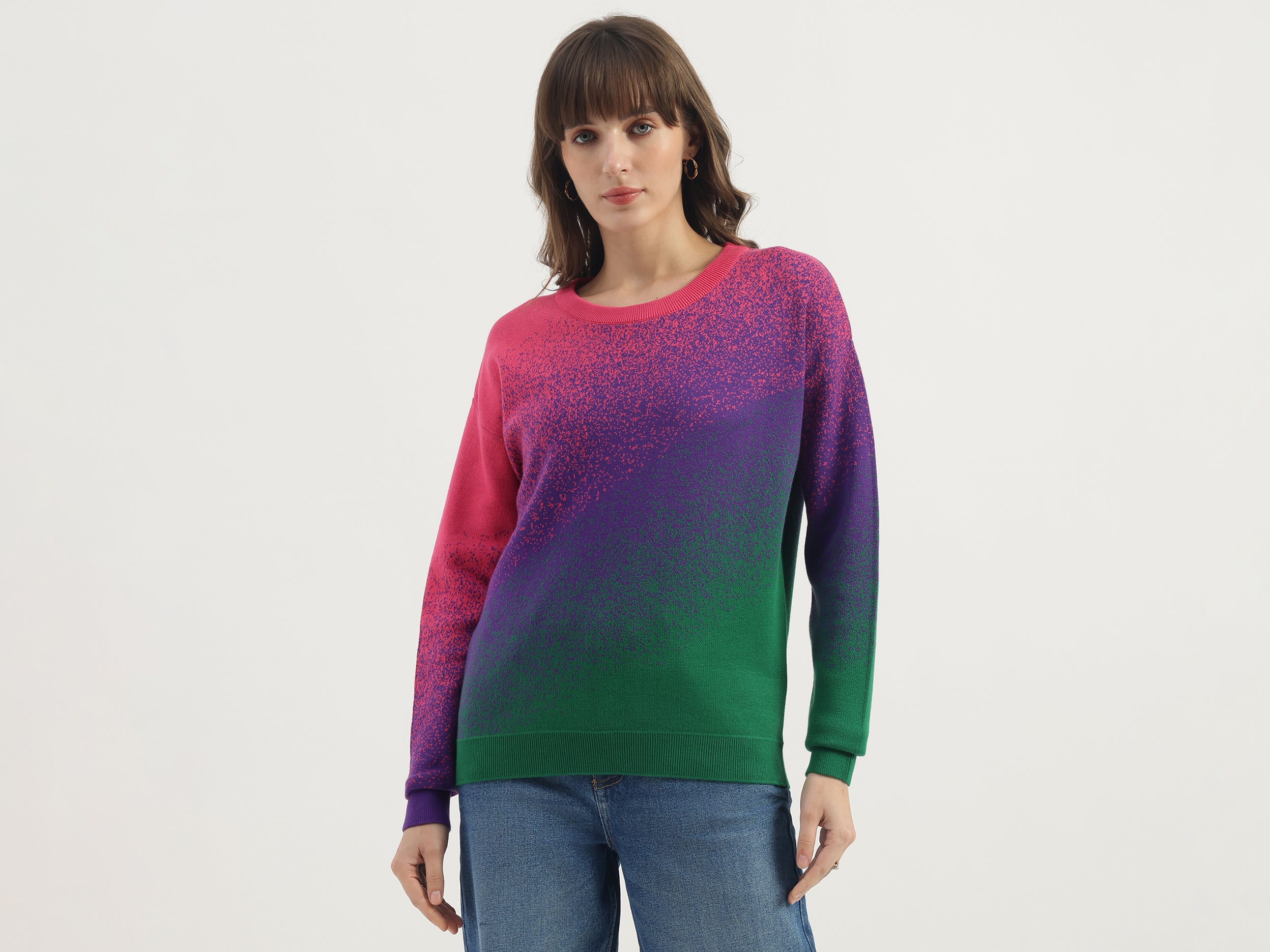 Round Neck Ombre Sweatshirt