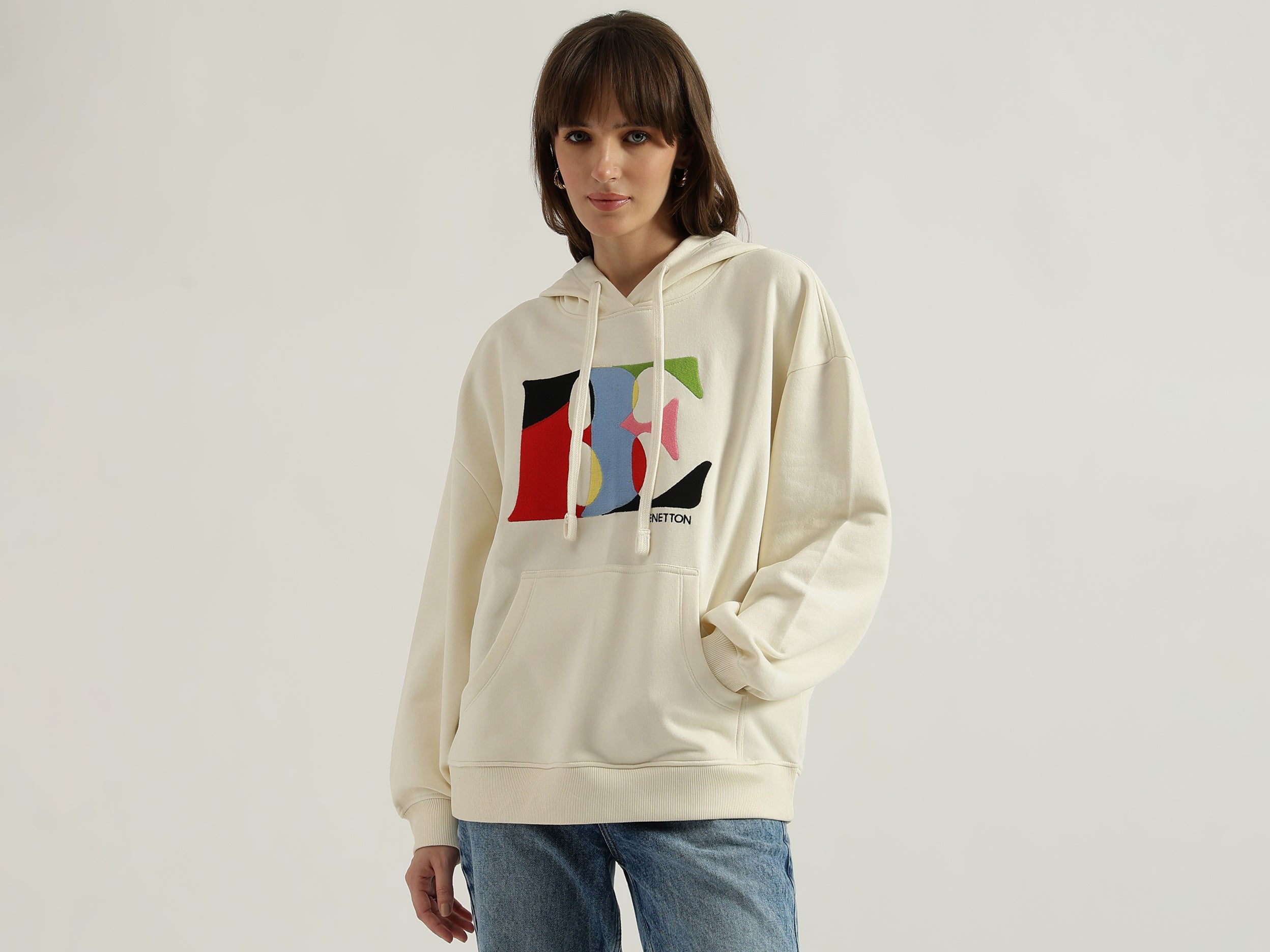 Felpa Con Cappuccio United Colors Of Benetton Uomo | Girocollo In Cotone Organico, Patch Logo A Punto Cuore, Stile Casual