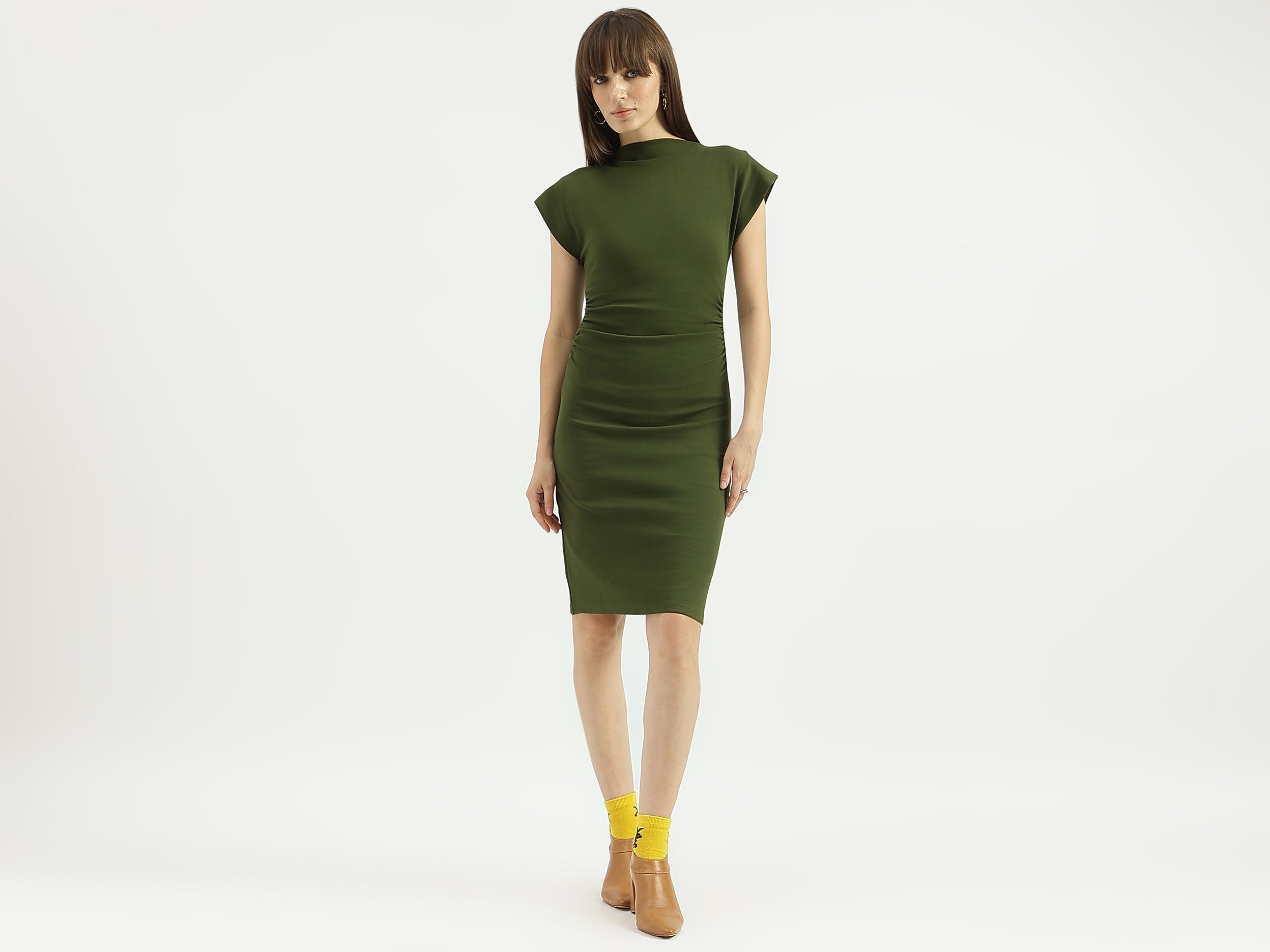 bodycon white long sleeve dress Women Boat Neck Solid Bodycon Dress – United Colors of Benetton Store