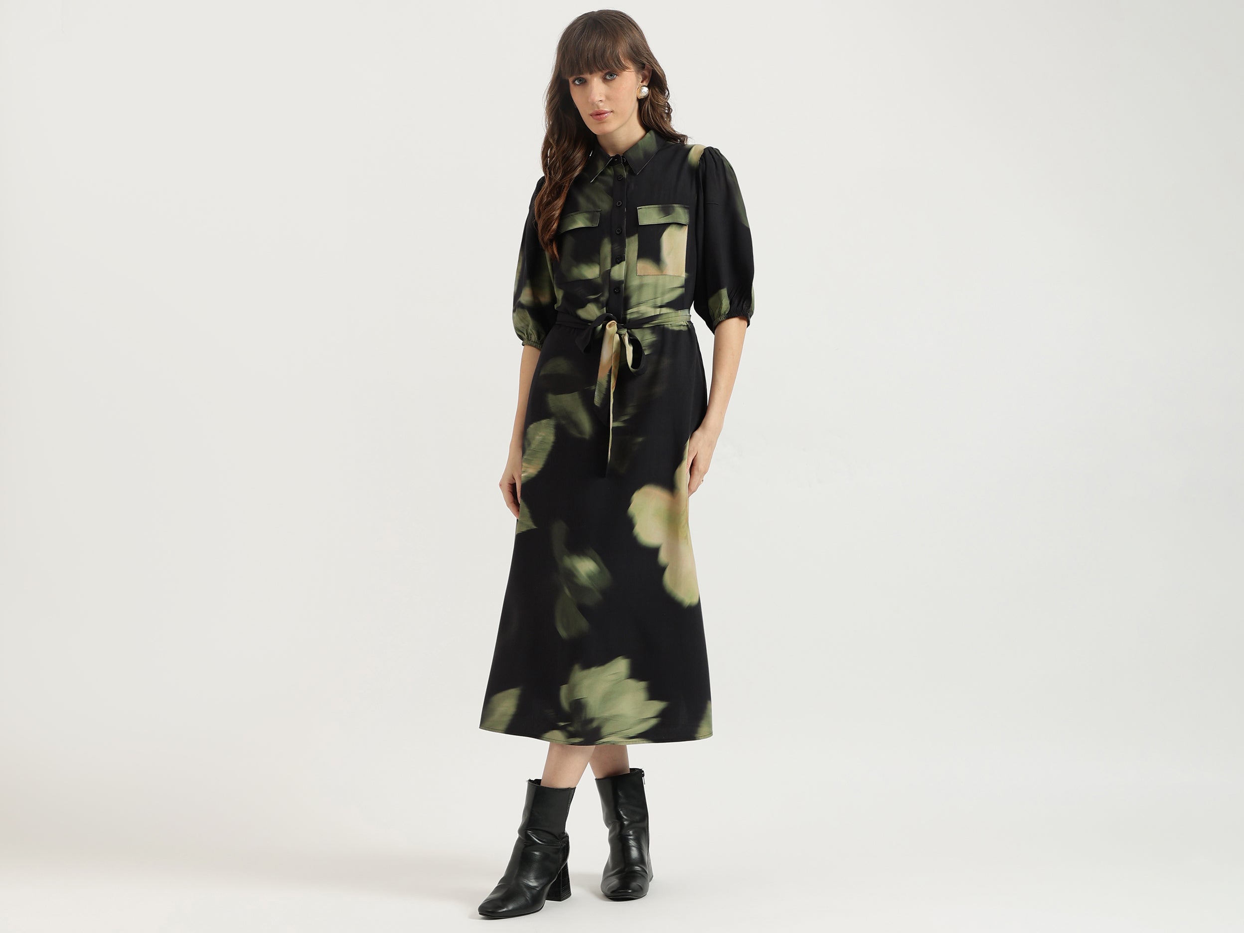 benetton shirt dress United colors of benetton womens Black Shirt dress size 40 long Sleeve