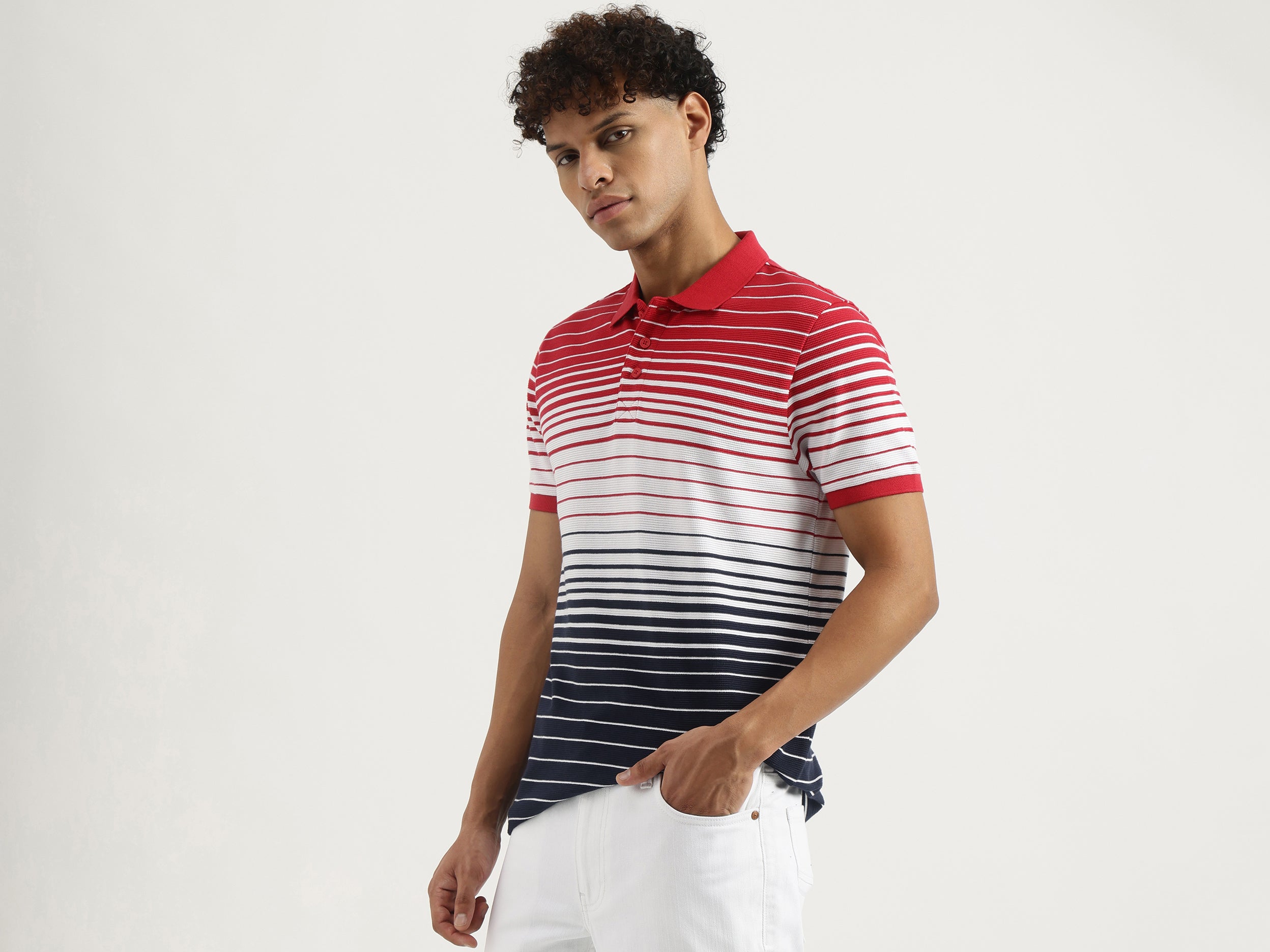 Regular Polo Neck Striped T-Shirt - Main Image