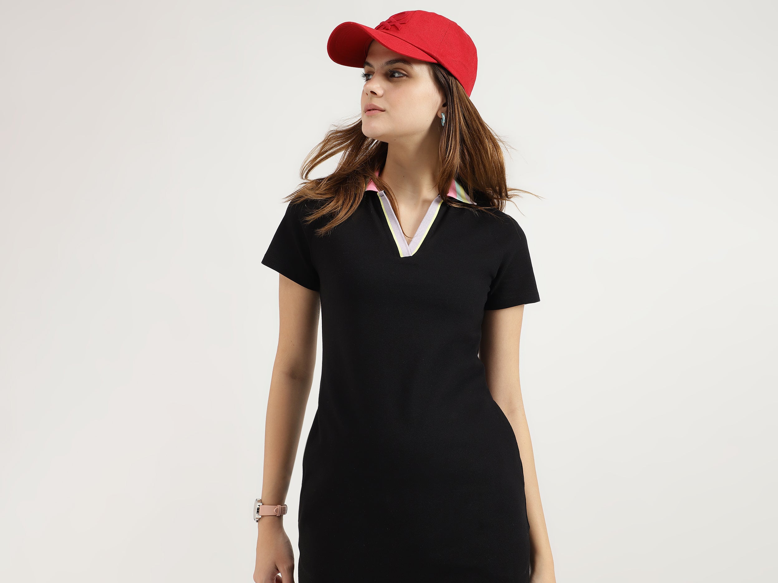 Skinny Fit Polo Neck Solid Dresses - Main Image