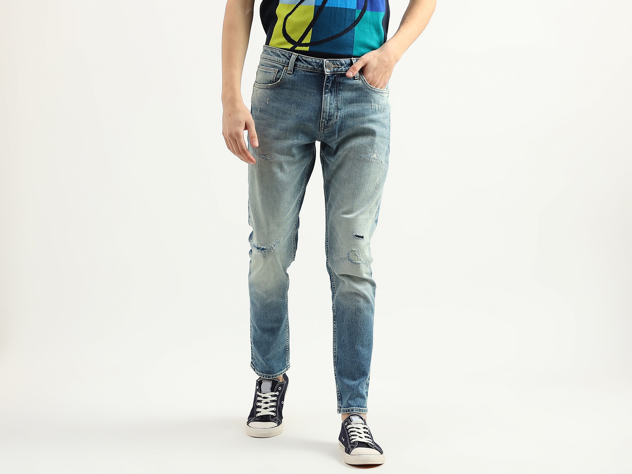 Skinny Jeans Best Colour Trainers With Blue Jeans Men Solid Slim