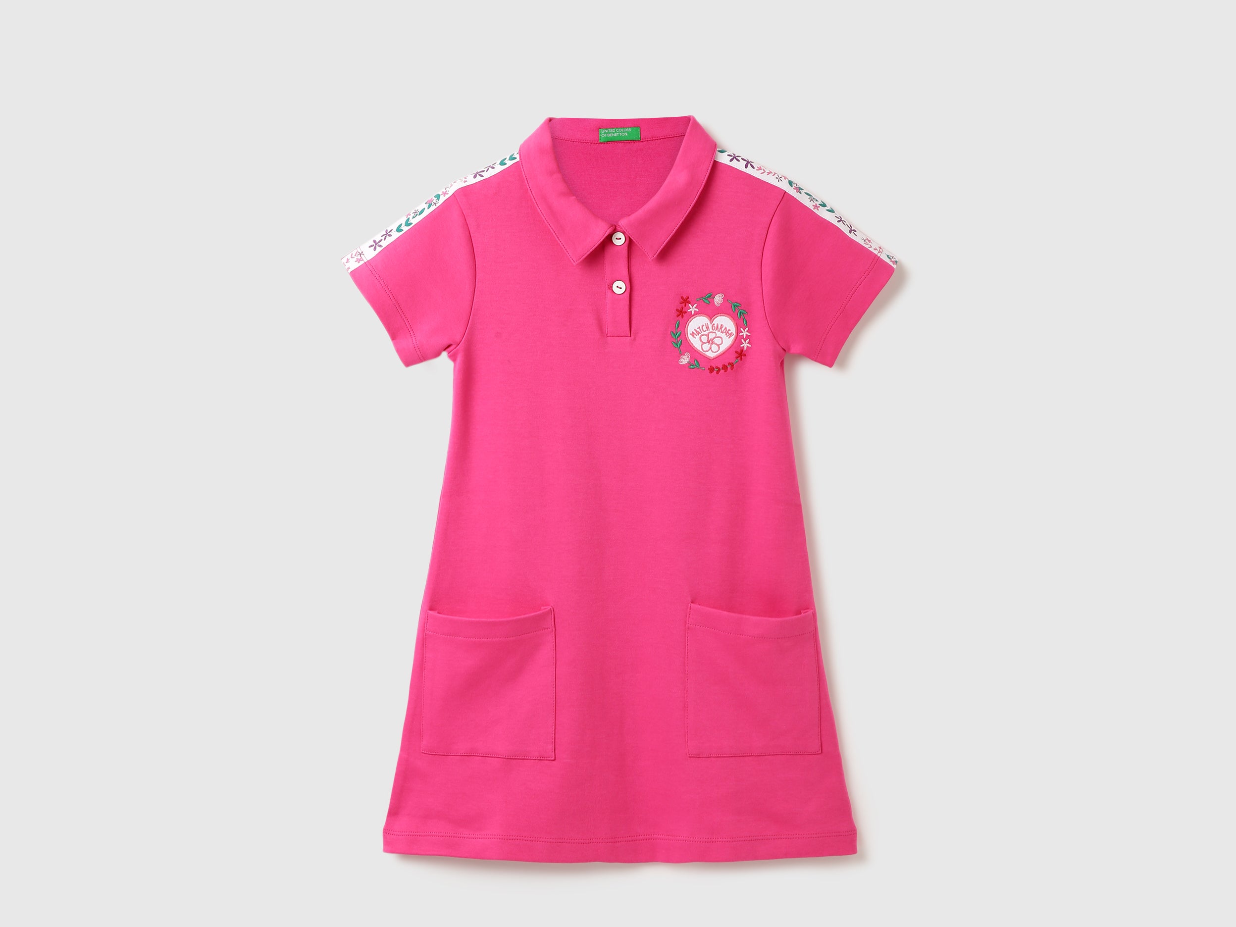 Girls Solid Polo Collar Dress - Main Image