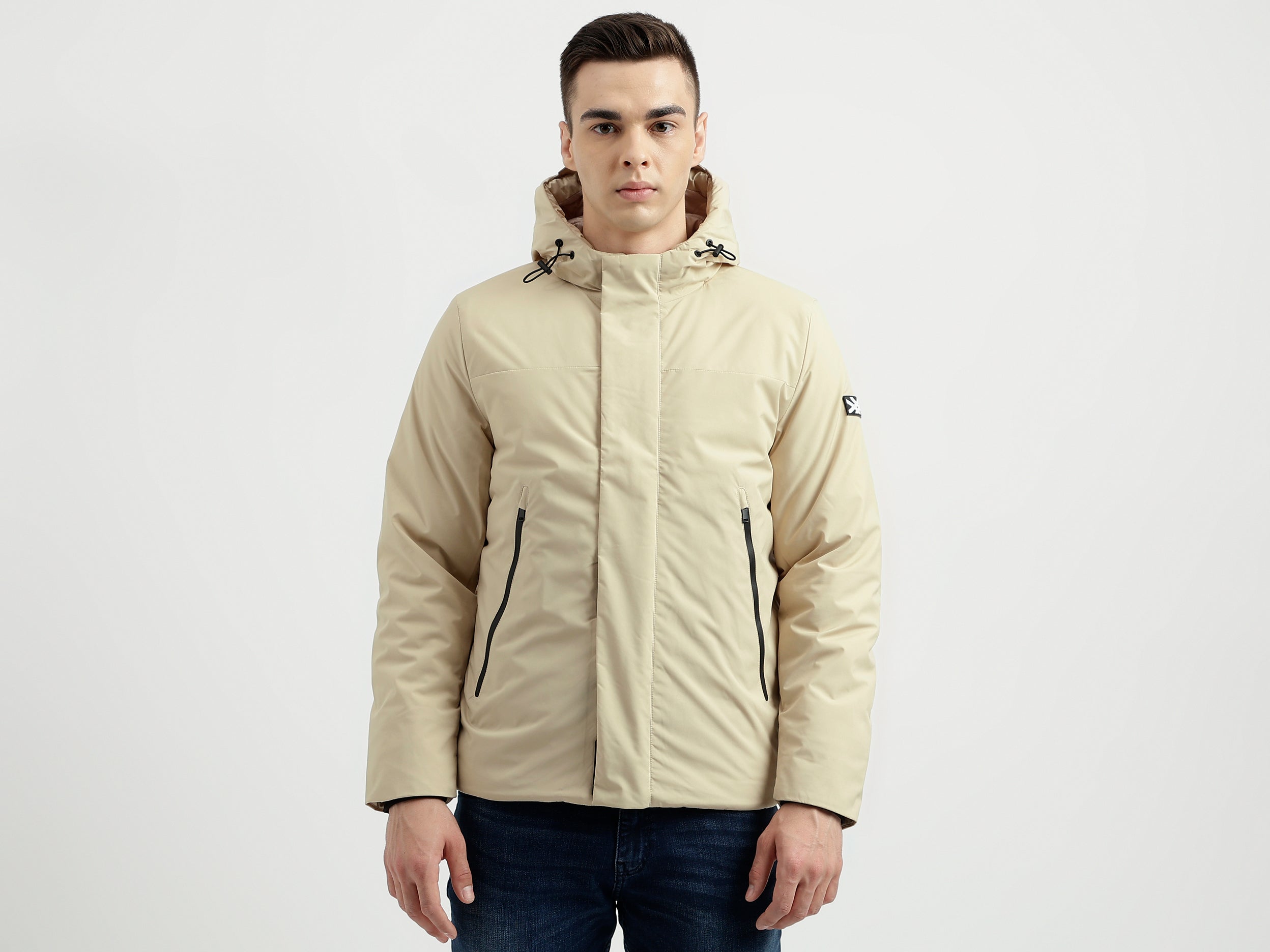 Men's Regular Fit Hooded Neck Waterproof Jacket - Main Image