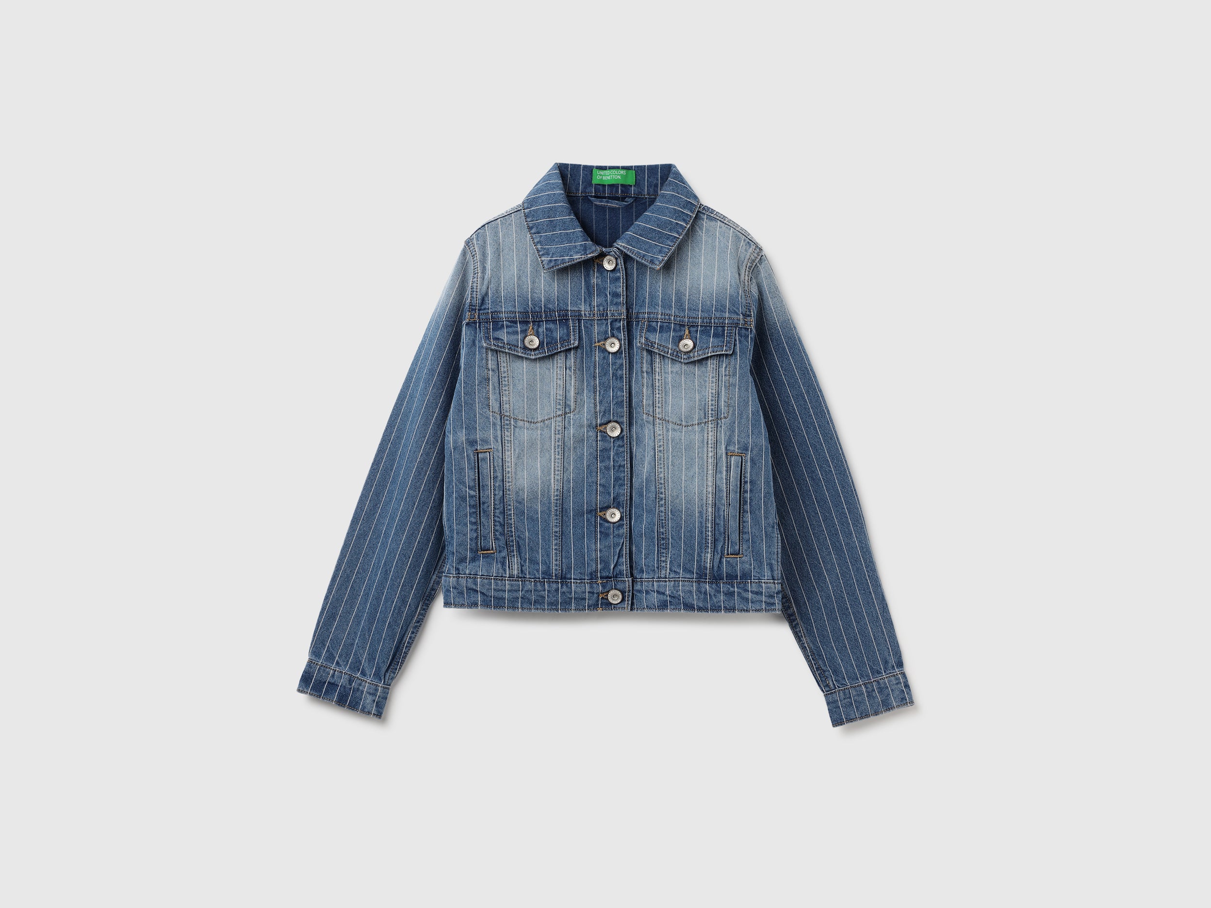 Collared Striped Button Down Jacket - Main Image