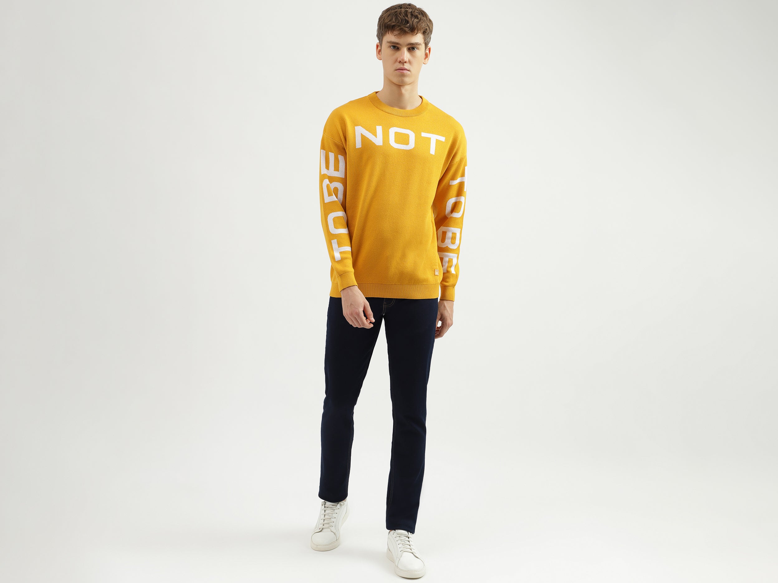 Men's Regular Fit Round Neck Printed Sweater - Main Image