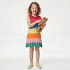 Girls Regular Fit Round Neck Textured Wavy Structure A-Line Dress