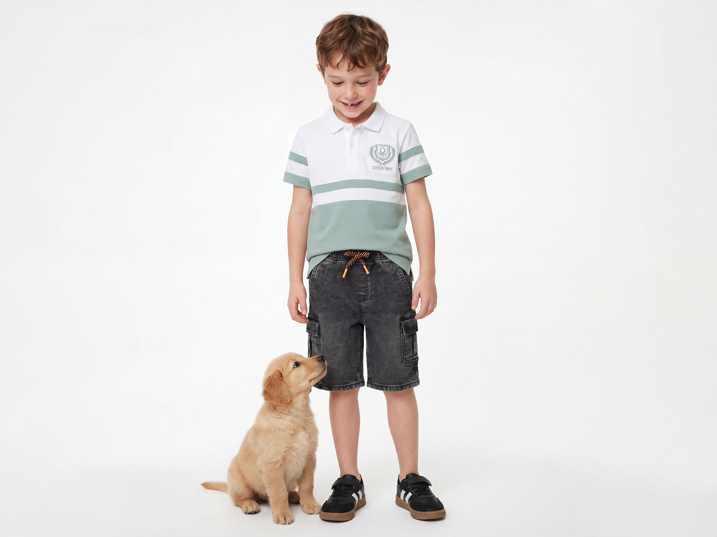 Boys Regular Fit Polo Neck Colorblock T-Shirt