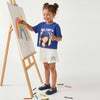 Girls Cropped Fit Round Neck Graphic Pique Face T-Shirt