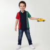 Boys Regular Fit Polo Neck Colorblocked T-Shirt