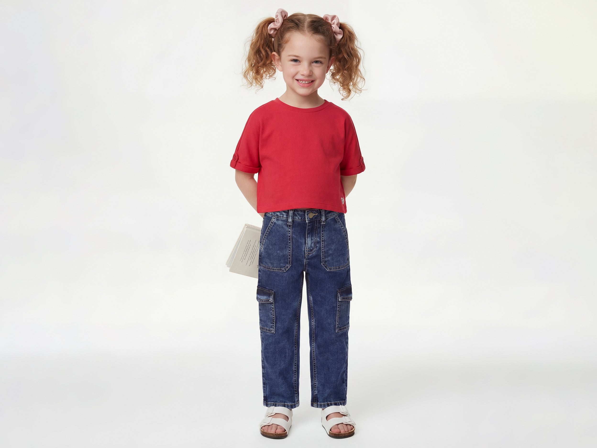 Girls Straight Fit Solid Mid Rise Jeans