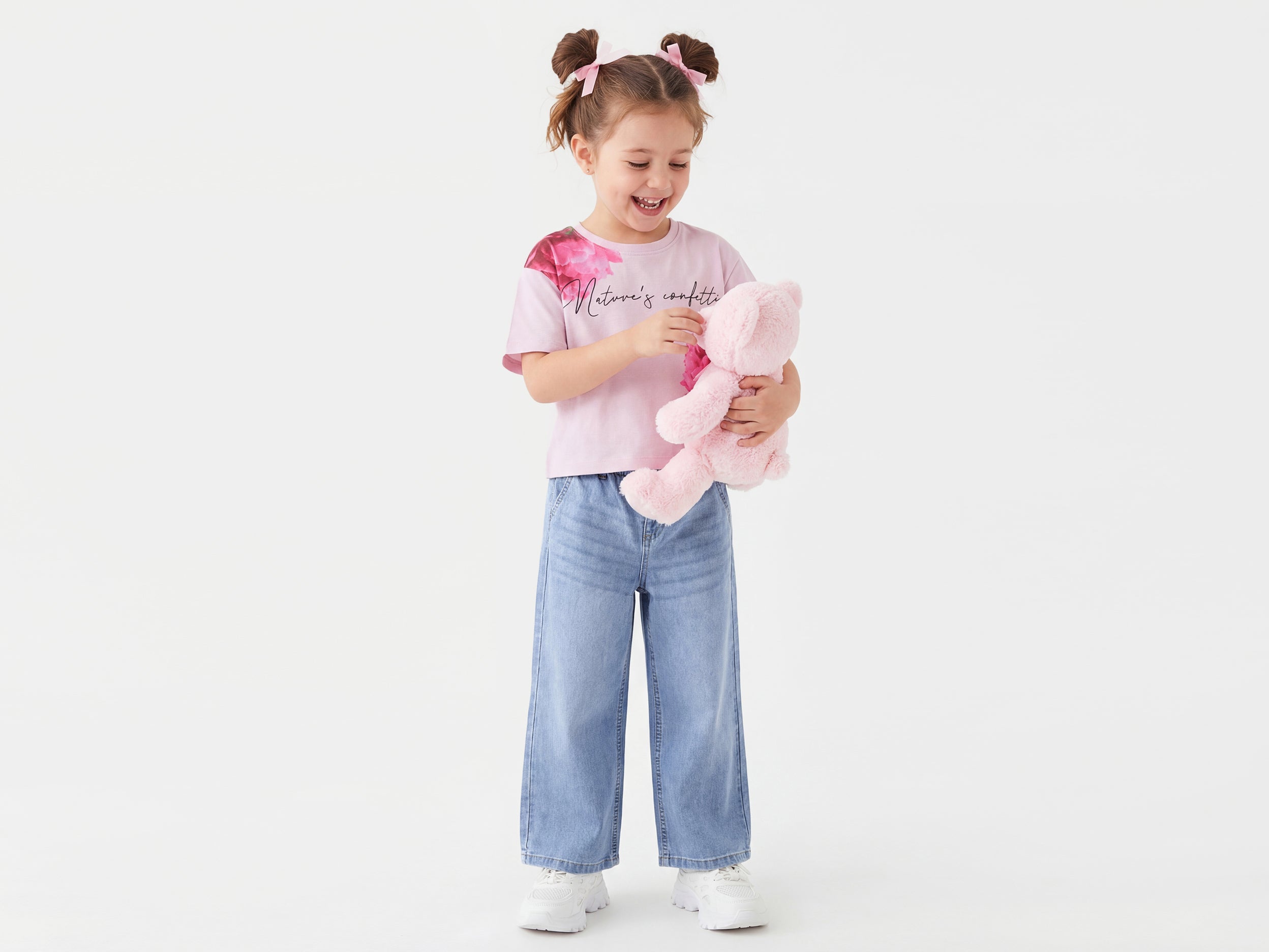 Girls Paperbag Fit Solid High Rise Jeans