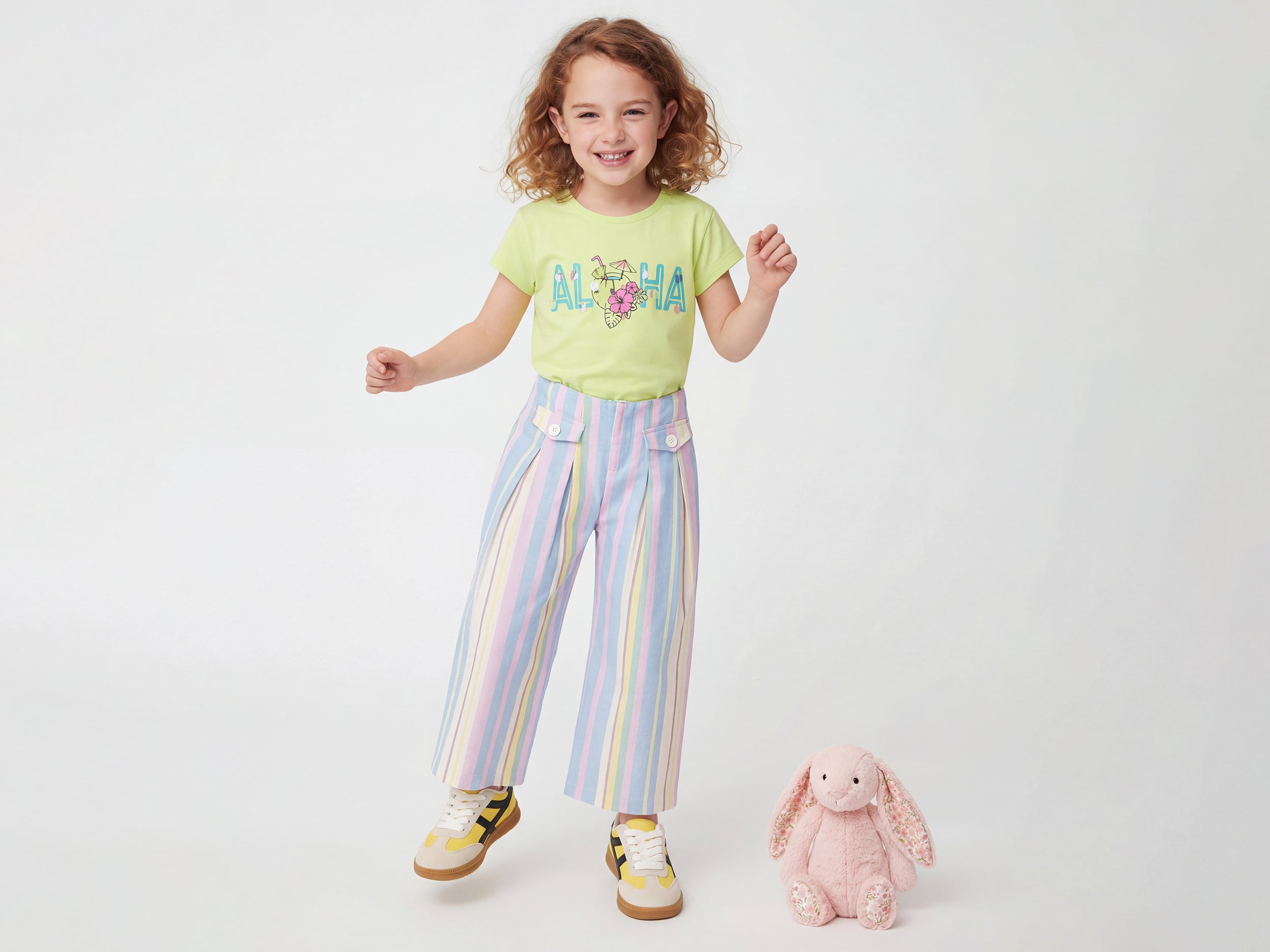 Girls Striped Regular Fit Casual Pant