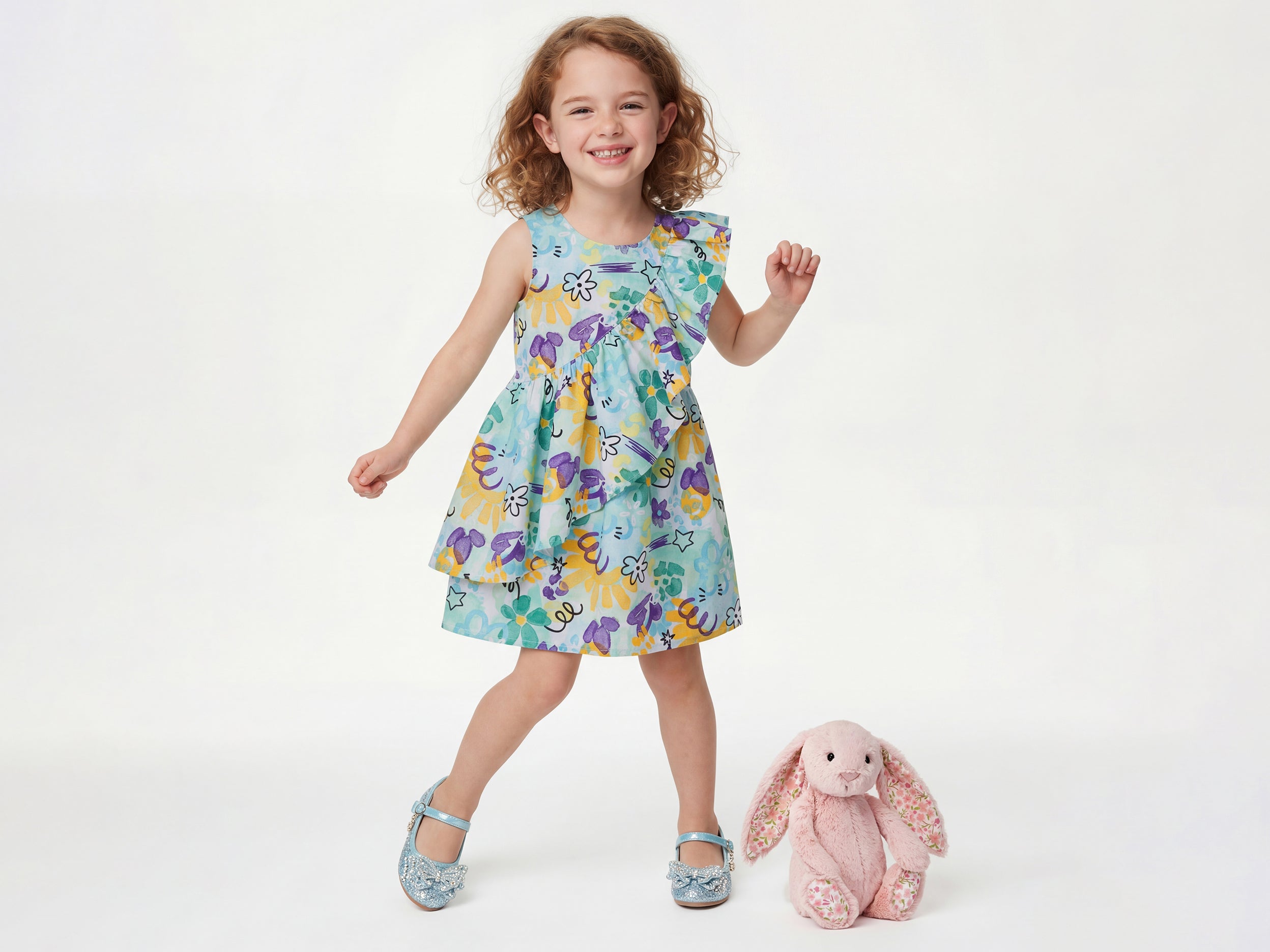 Girls Regular Fit Round Neck Floral Dress