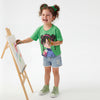 Girls Cropped Fit Round Neck Graphic Pique Face T-Shirt