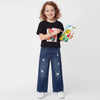 Girls Cropped Fit Round Neck Graphic Print T-Shirt