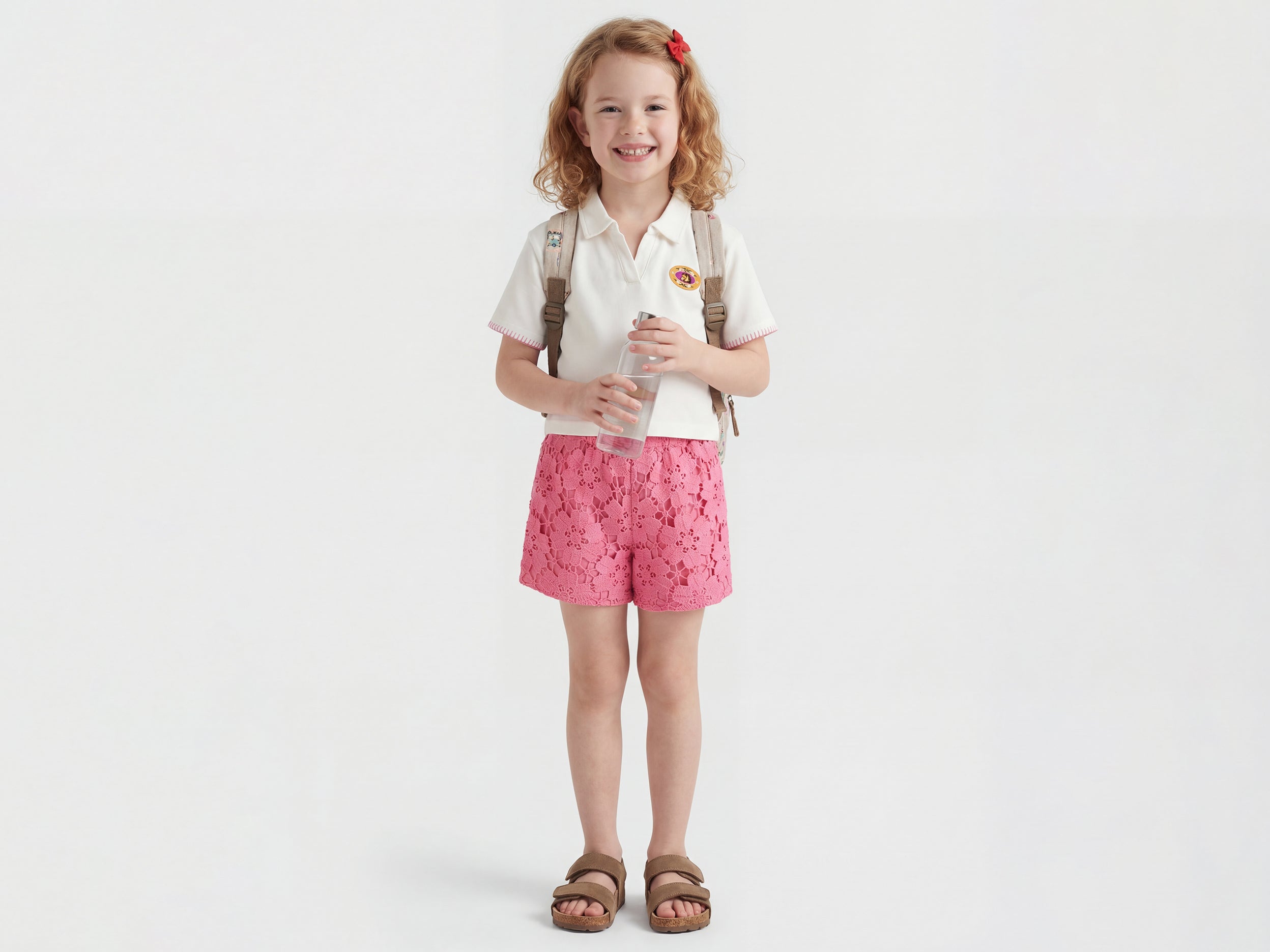 Girls Cropped Fit Johny Collar Solid Polo T-Shirt