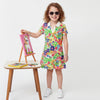 Girls Regular Fit Johny Collar Floral Polo Dress