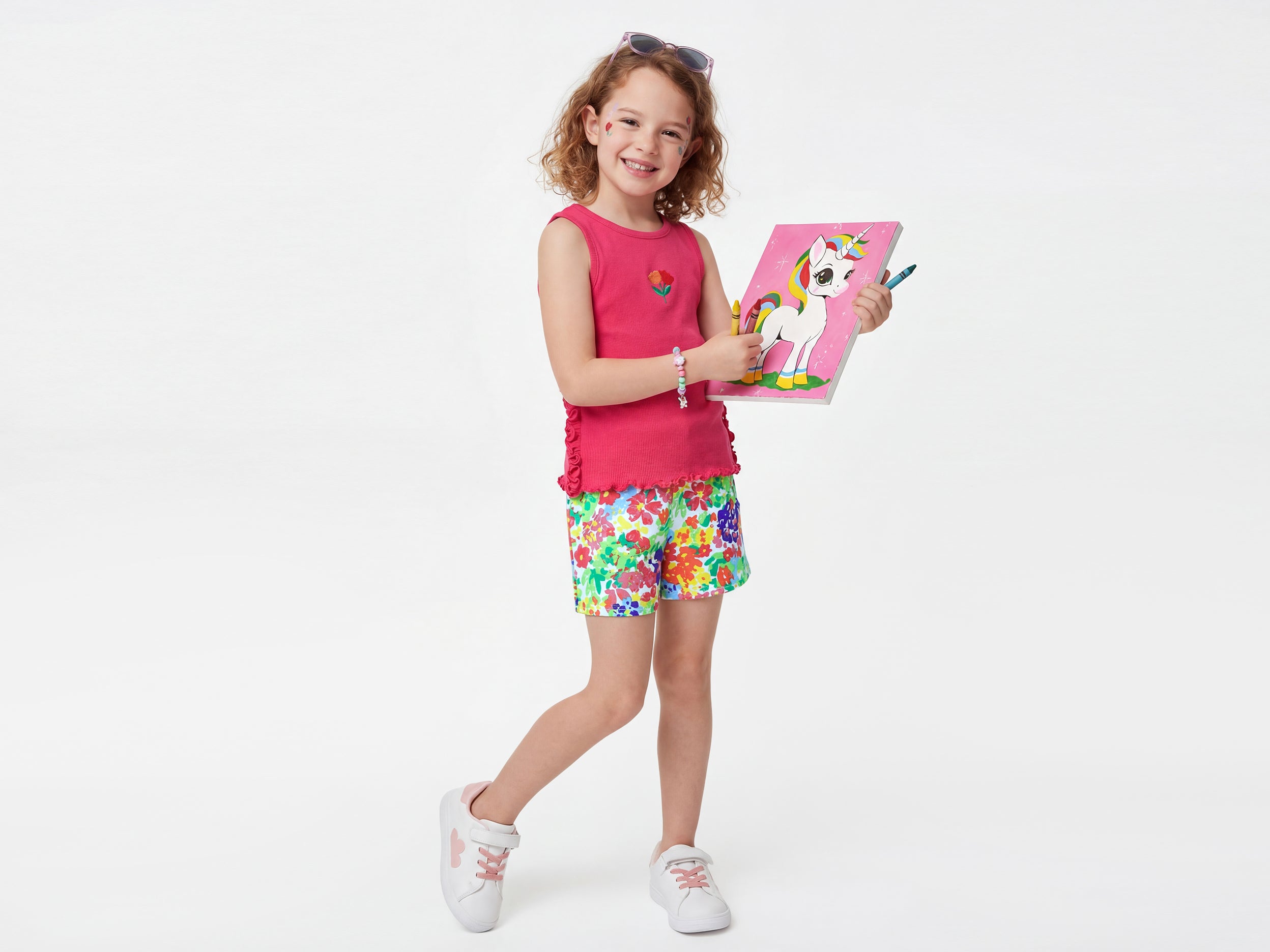 Girls Regular Fit Floral Print Shorts