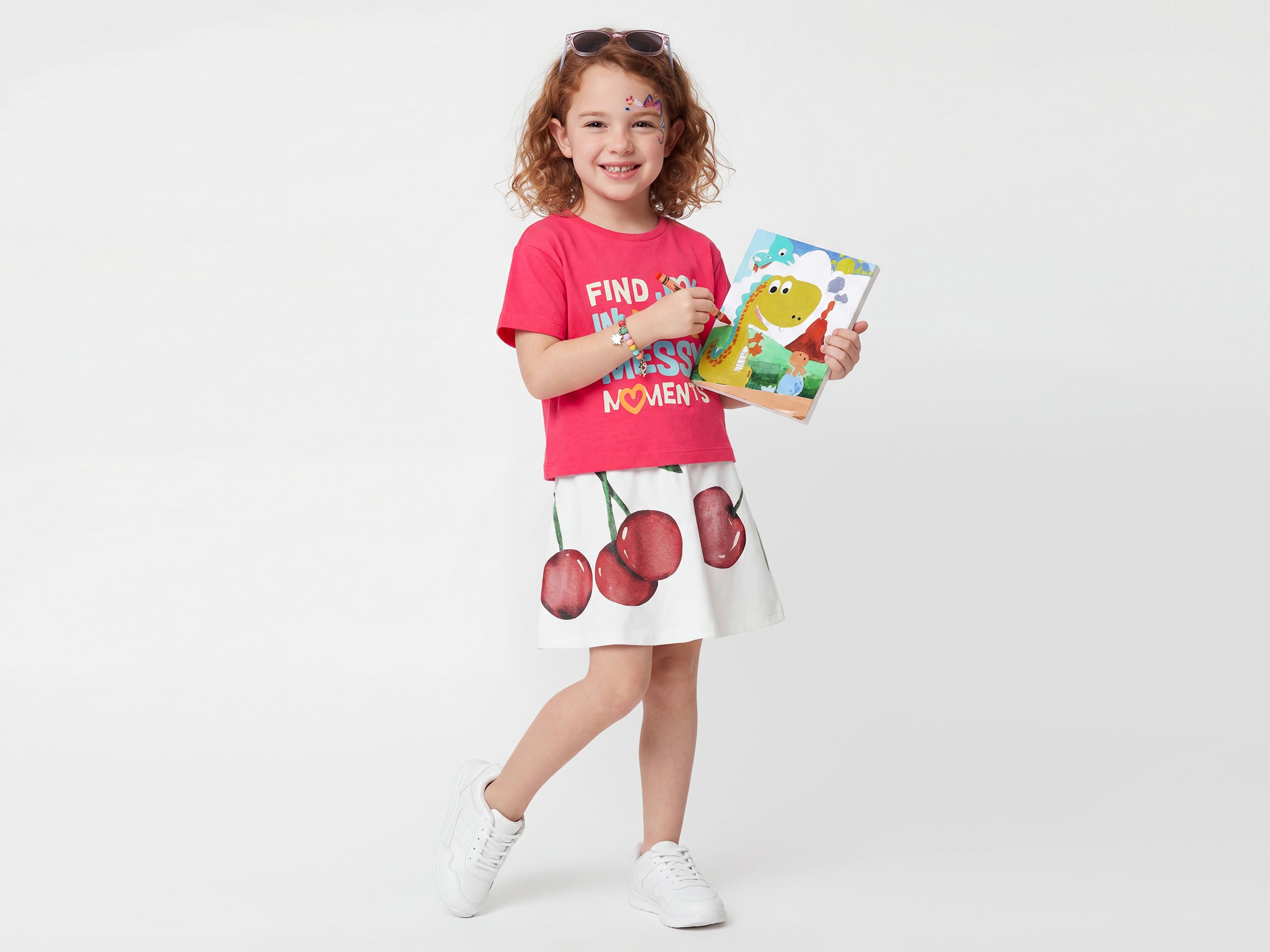 Girls Cropped Fit Round Neck Typography Message s Pique T-Shirt