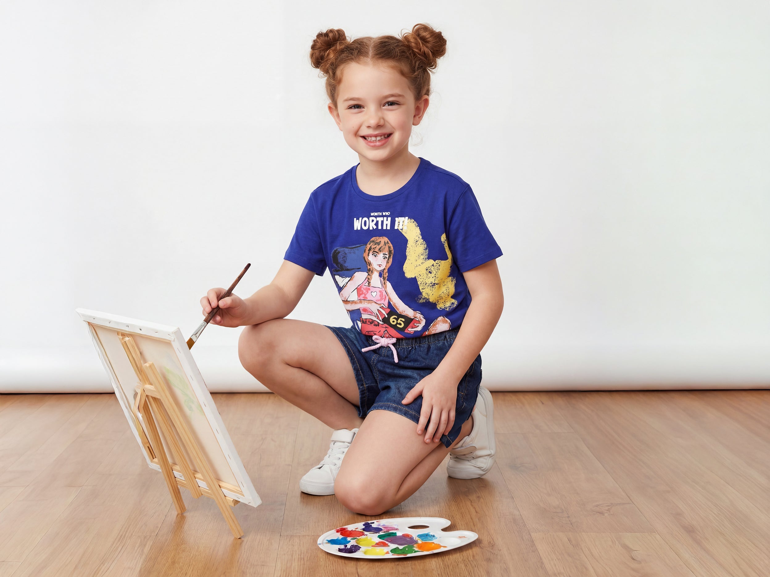 Girls Longline Round Neck Graphic Print T-Shirt