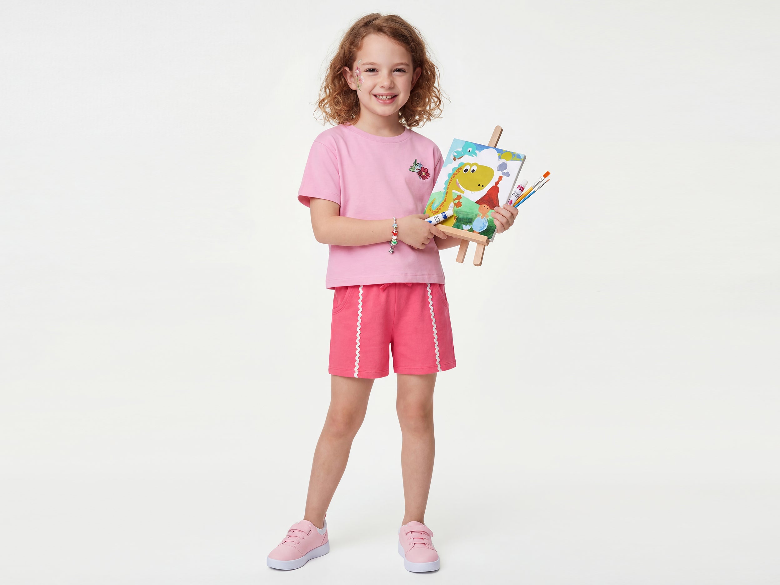 Girls Cropped Fit Round Neck Solid T-Shirt