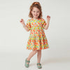 Girls Regular Fit Round Neck Floral Cotton Slub Tulip Tiered Dress