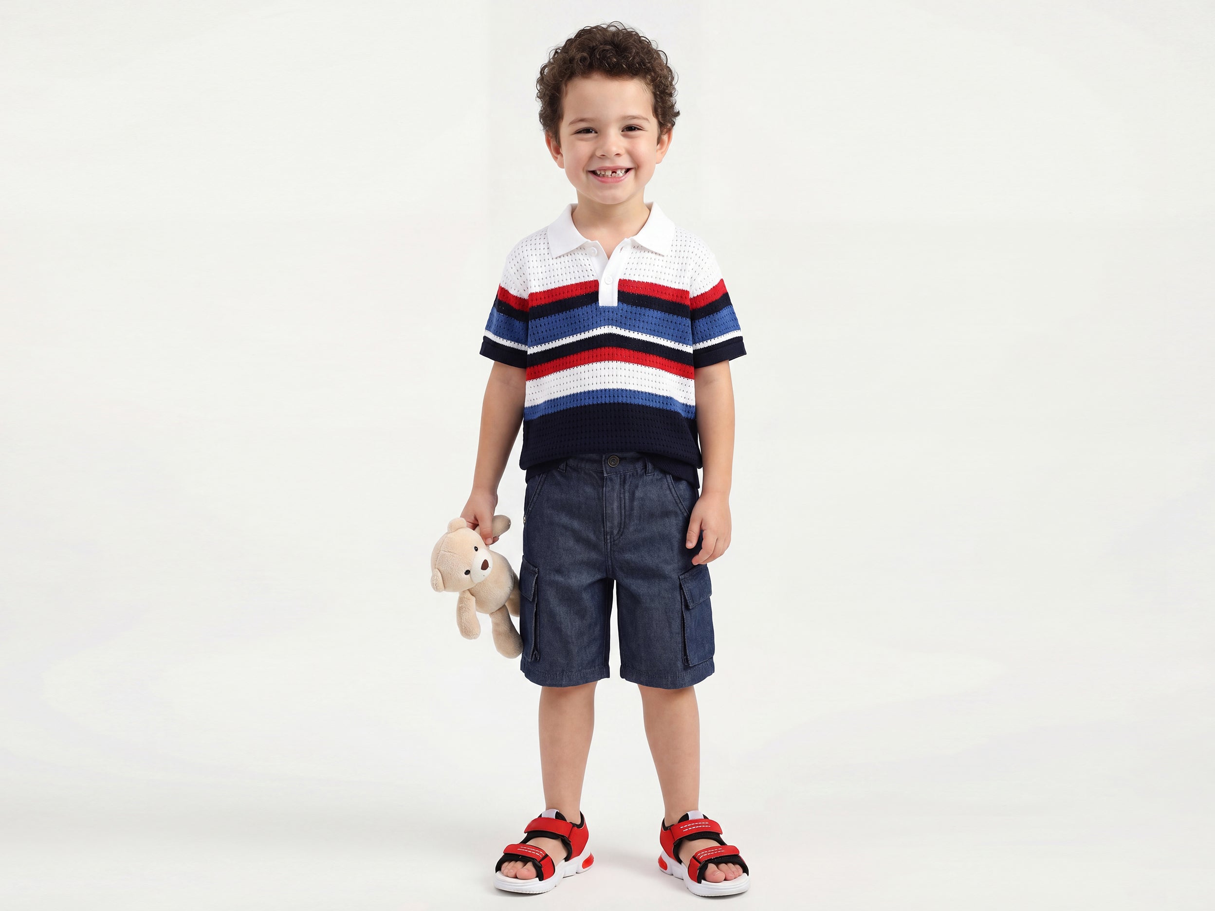 Boys Regular Fit Spread Collar Striped Shirt