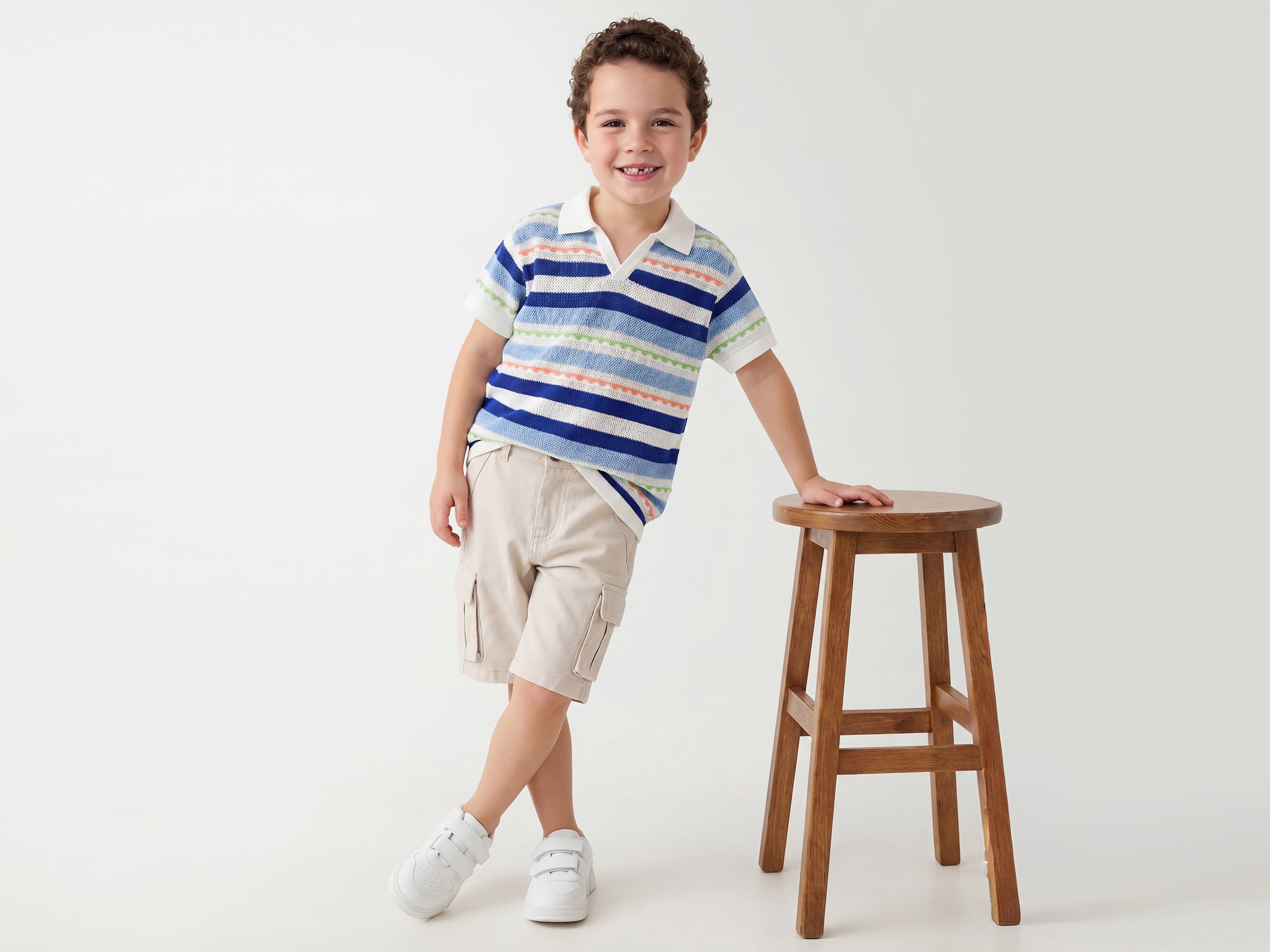 Boys Regular Fit Johny Collar Patterned T-Shirt