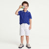 Boys Regular Fit Cut Away Collar Patterned Shirt