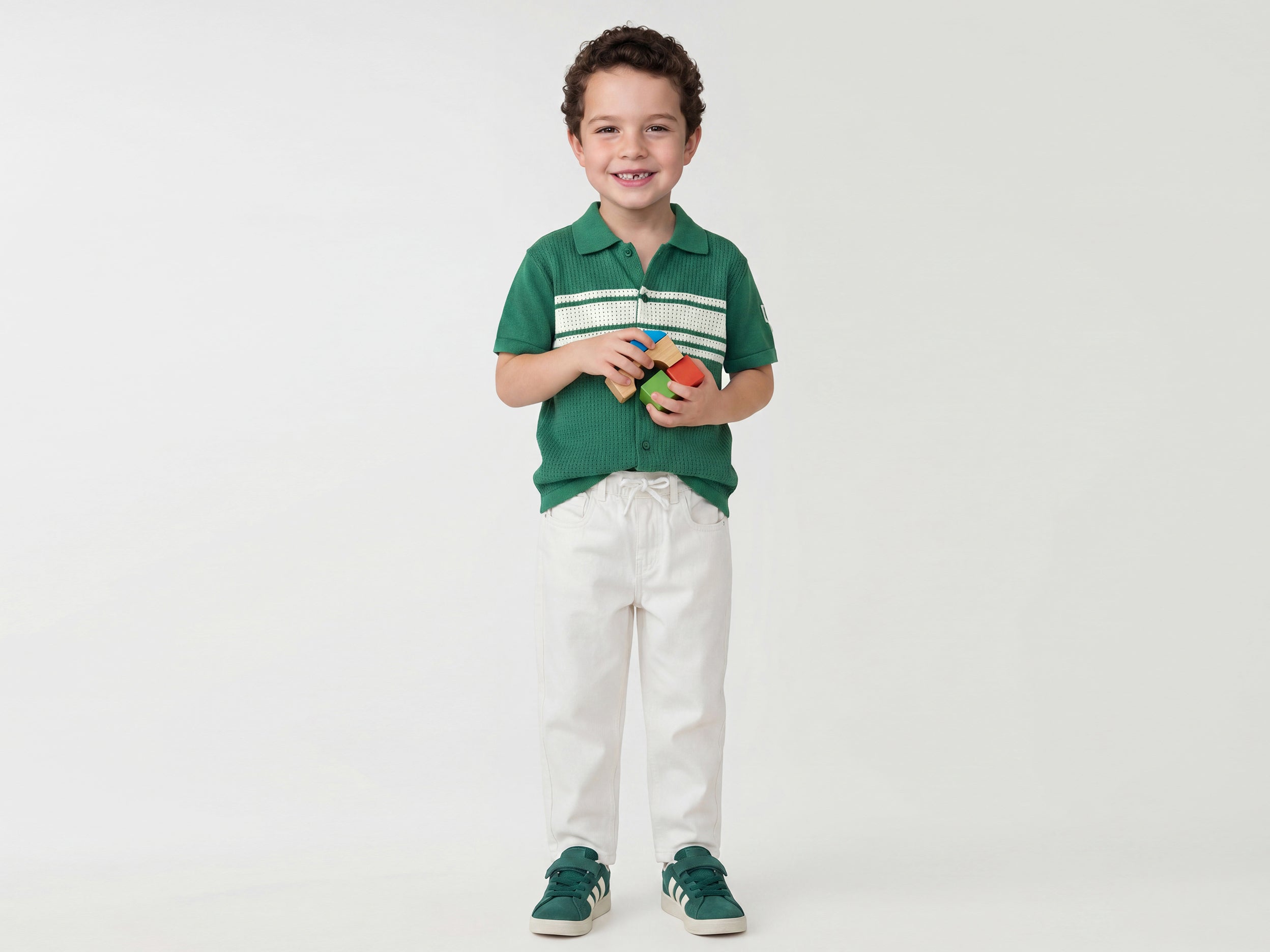 Boys Regular Fit Polo Neck Patterned T-Shirt