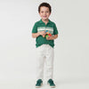 Boys Regular Fit Polo Neck Patterned T-Shirt