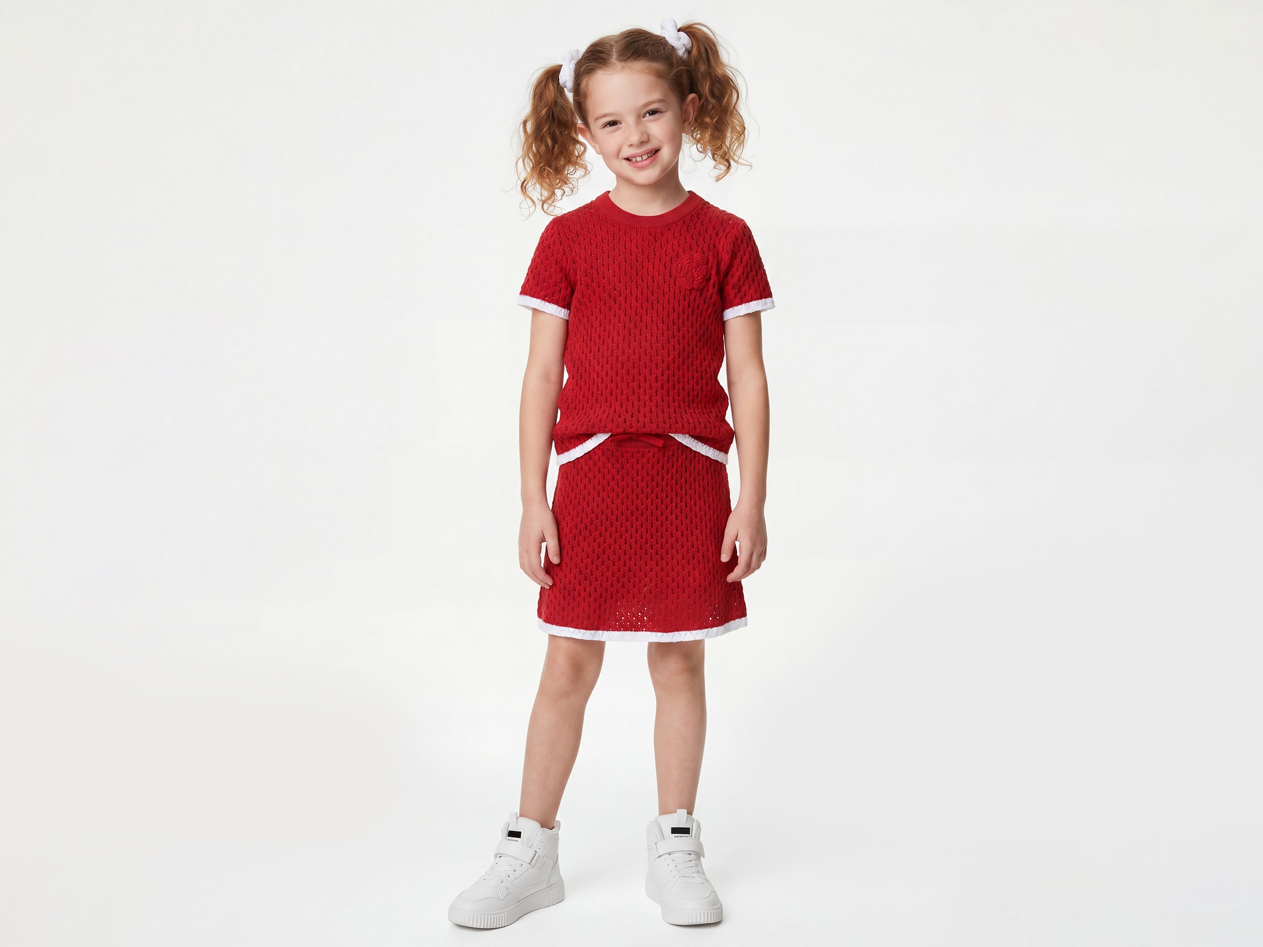 Girls Regular Fit Round Neck Textured Top