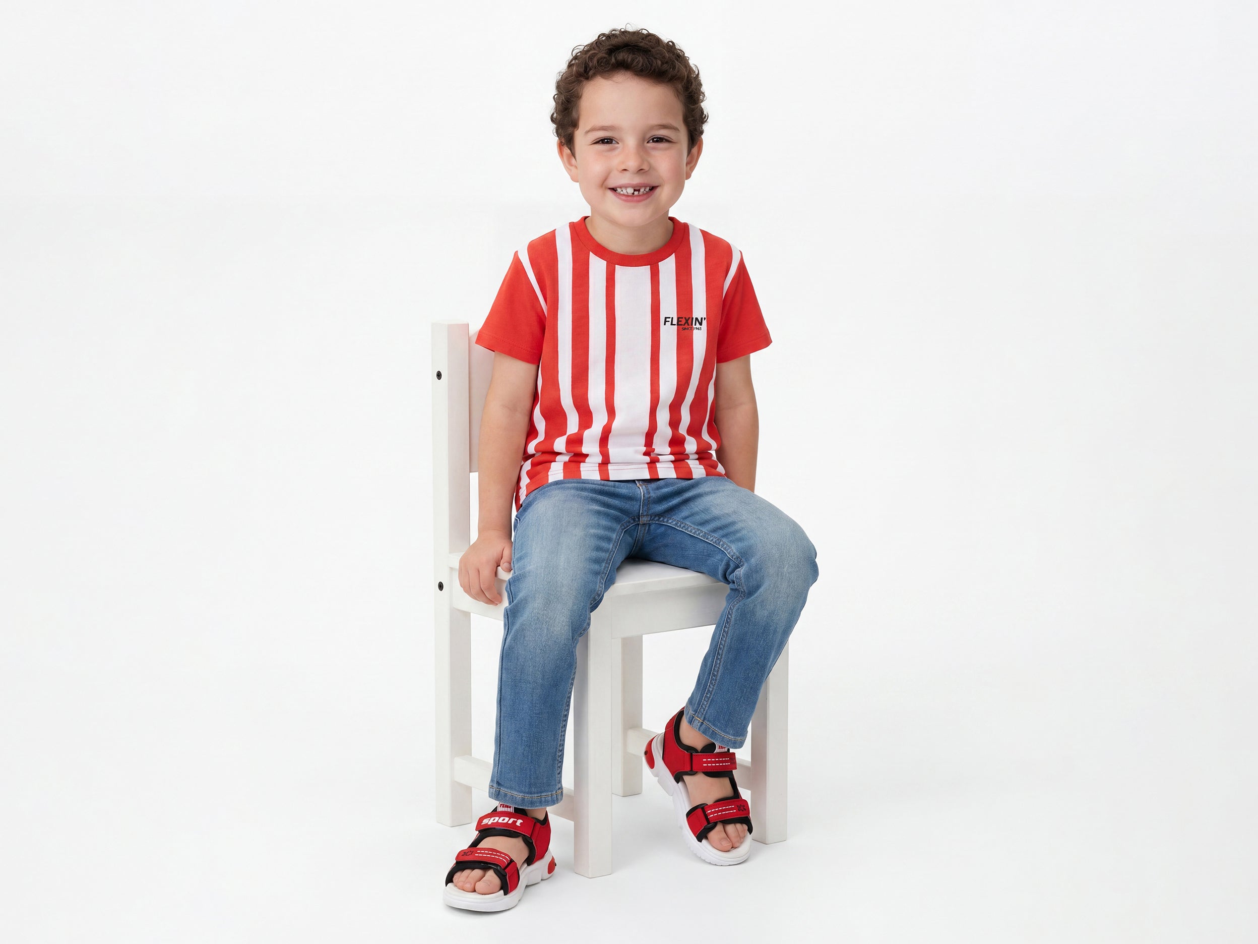 Boys Regular Fit Round Neck Striped T-Shirt