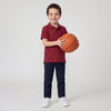 Boys Regular Fit Polo Neck Self Design T-Shirt