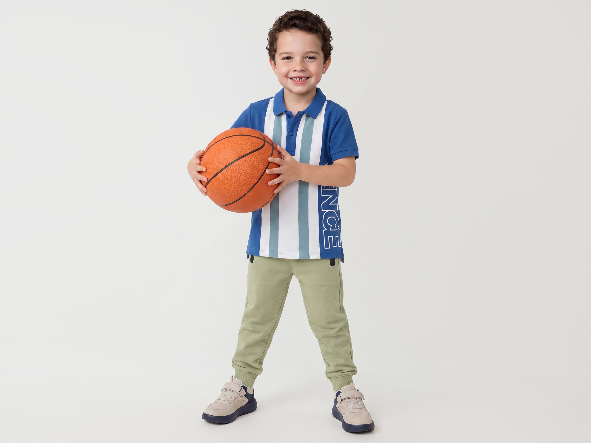 Boys Regular Fit Polo Neck Striped T-Shirt