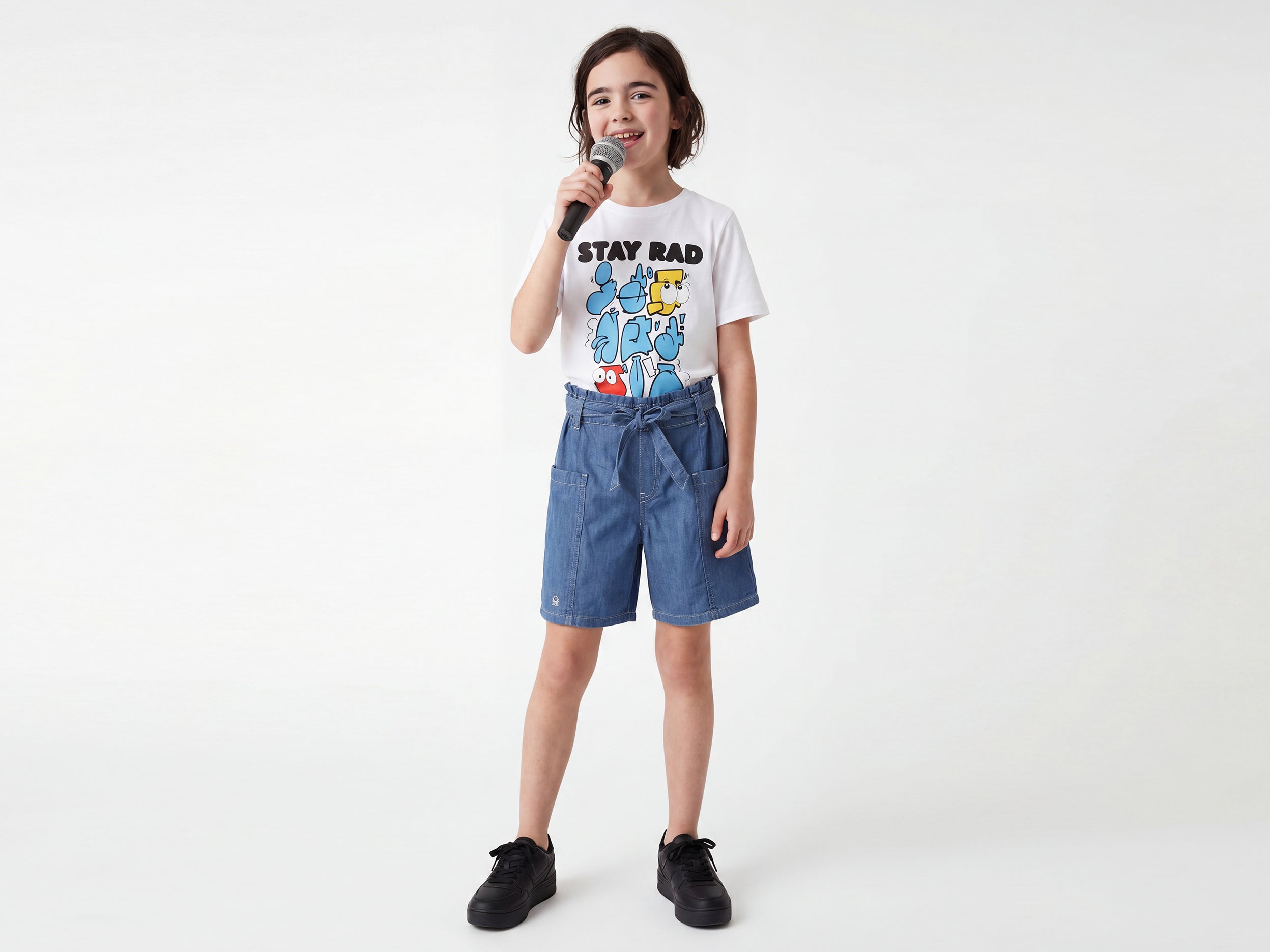 Girls Relaxed Fit Round Neck Graphic Stay Rad T-Shirt