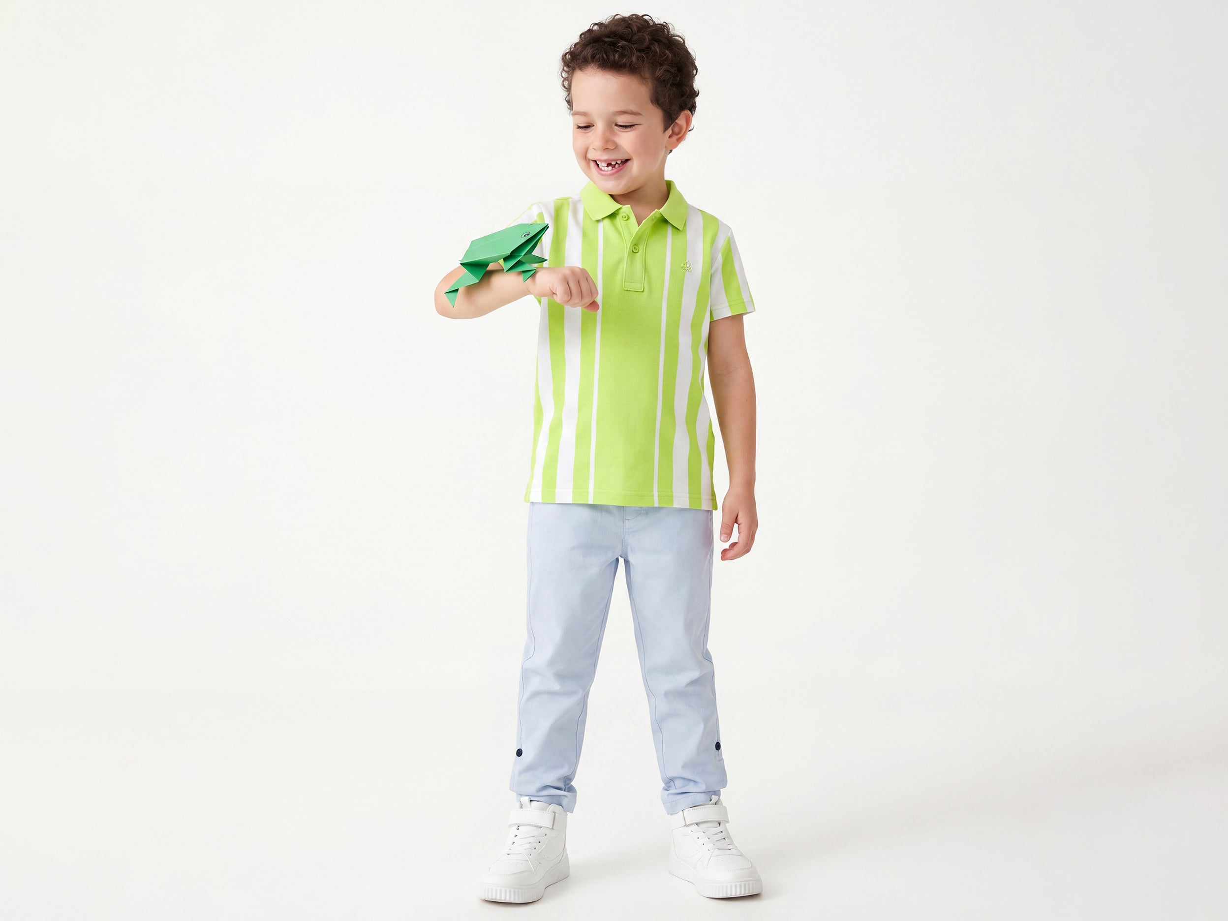 Boys Regular Fit Polo Neck Vertical Striped Core T-Shirt