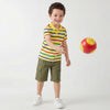 Boys Regular Fit Polo Neck Striped Tshirt
