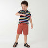 Boys Regular Fit Polo Neck Striped Tshirt