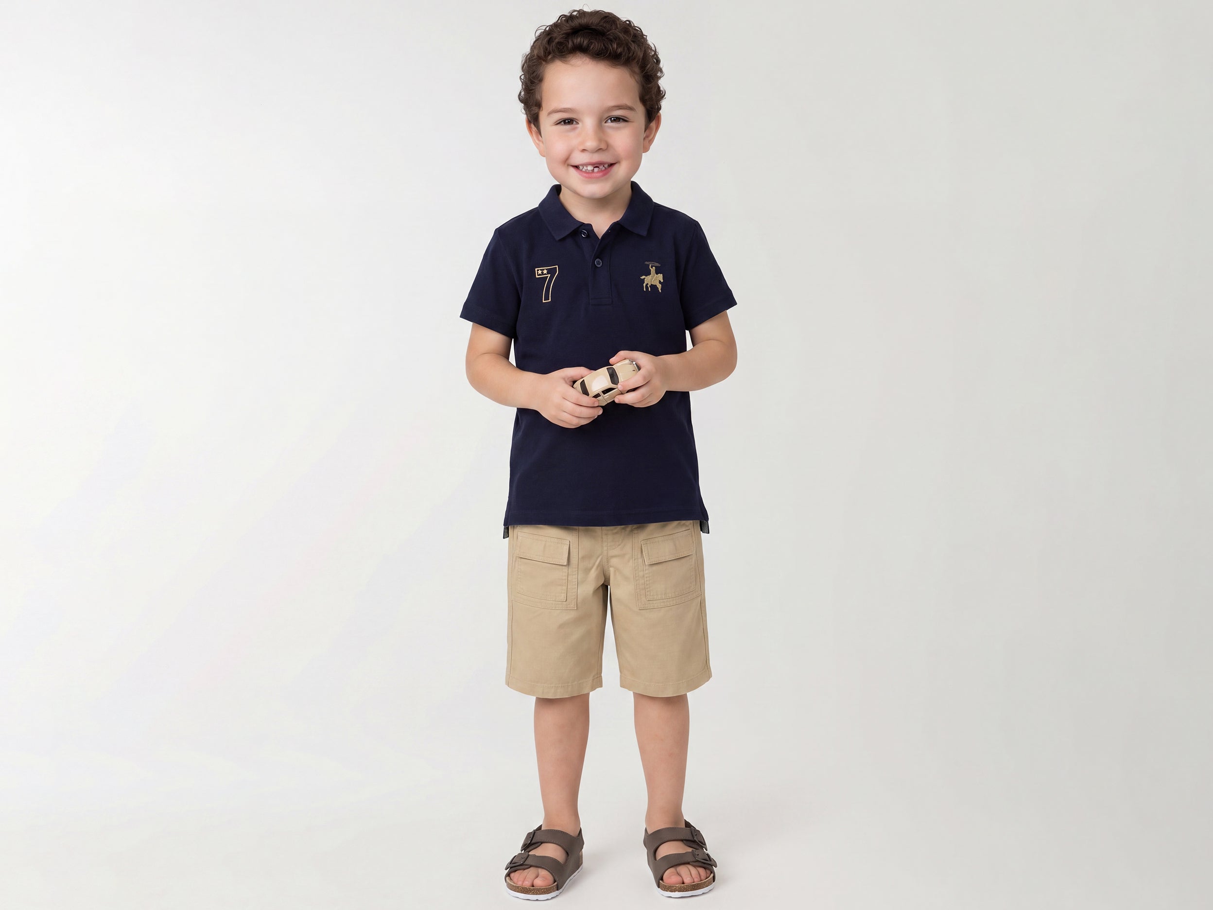 Boys Regular Fit Polo Neck Embroidered Tshirt