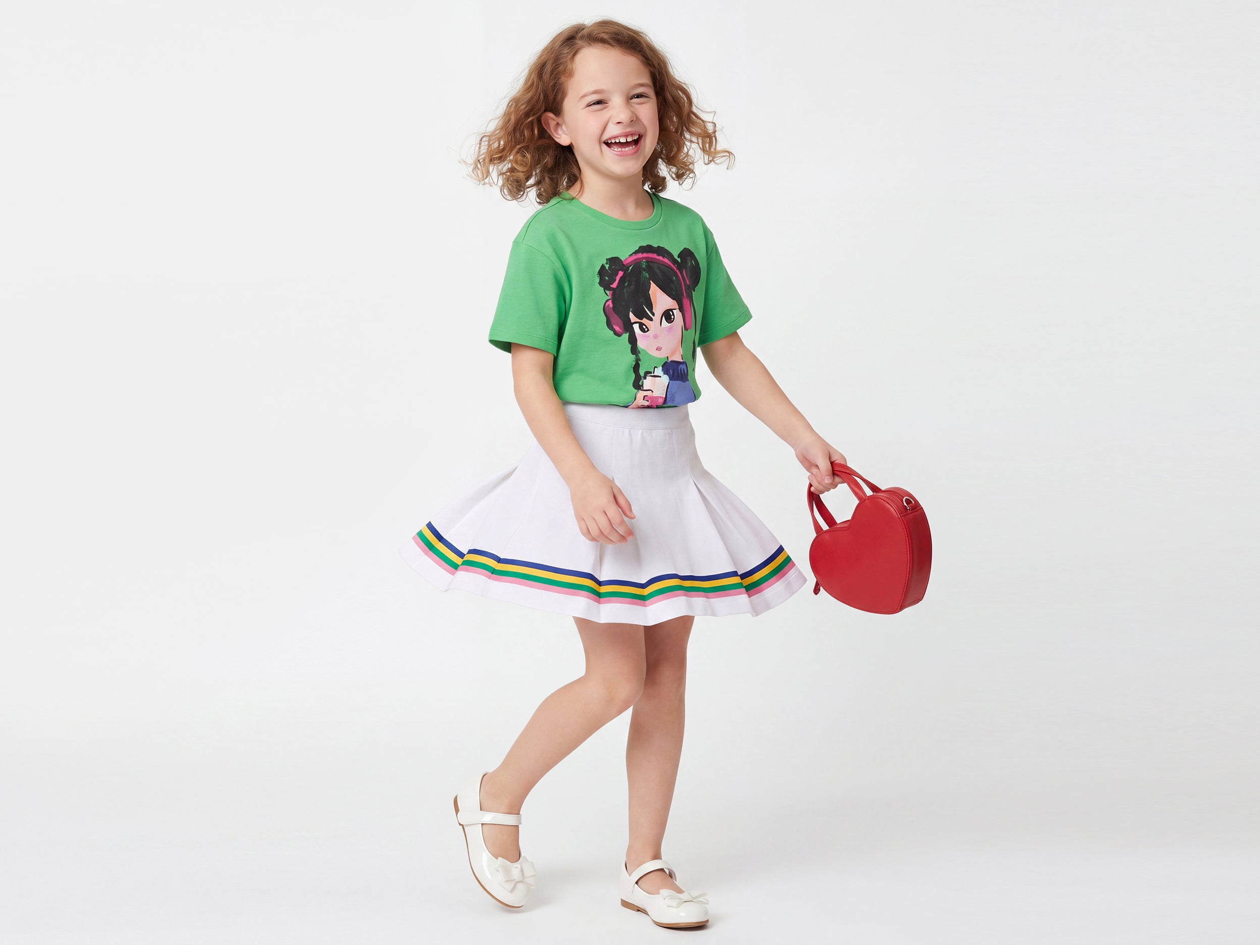 Girls Regular Fit Mid Rise Printed Skirt