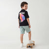 Boys Boxy Fit Resort Collar Typography Printed T-Shirt