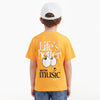 Boys Relaxed Fit Round Neck Graphic Life's Better with Music T-Shirt