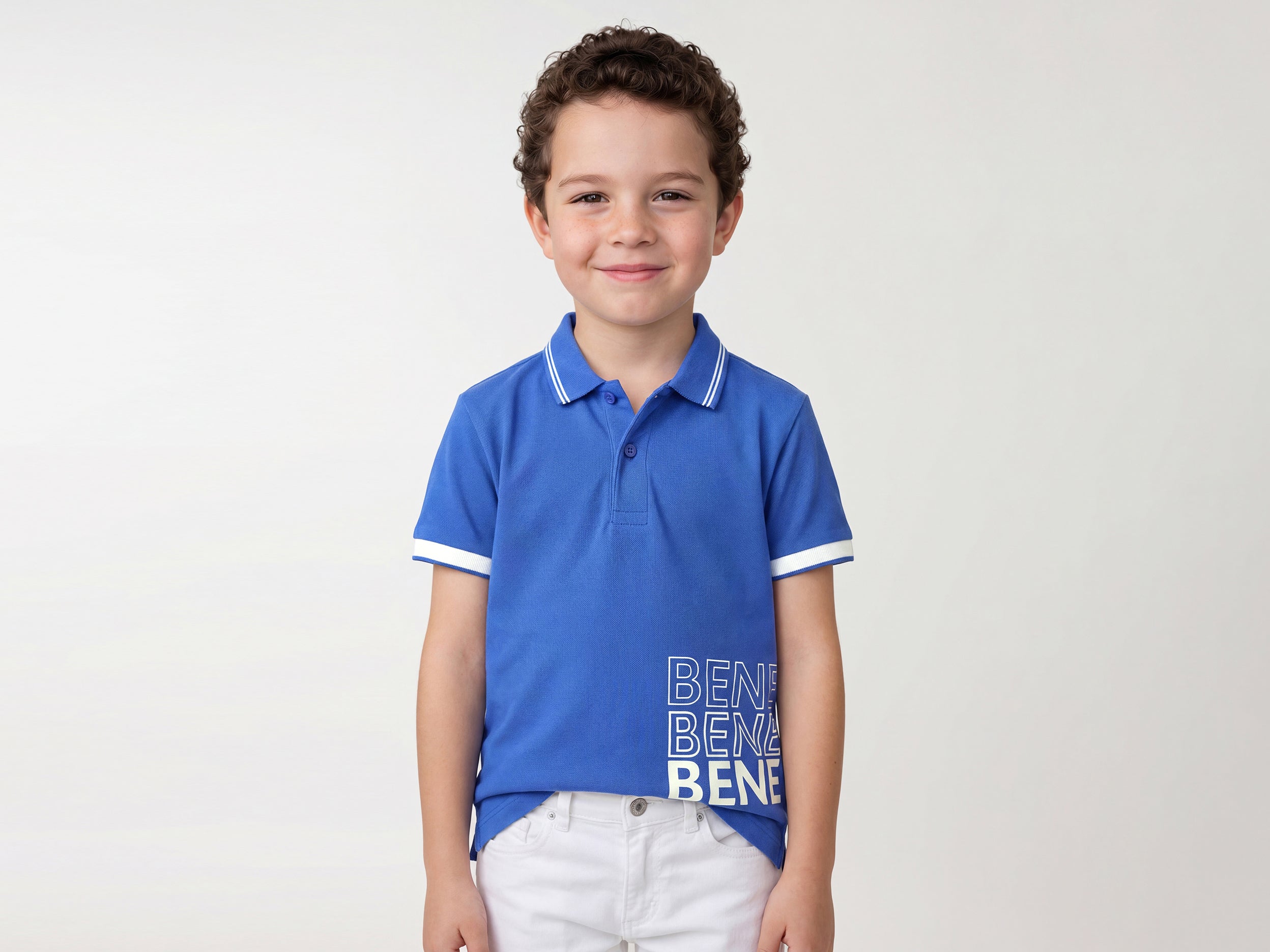 Boys Regular Fit Polo Neck Typography T-Shirt
