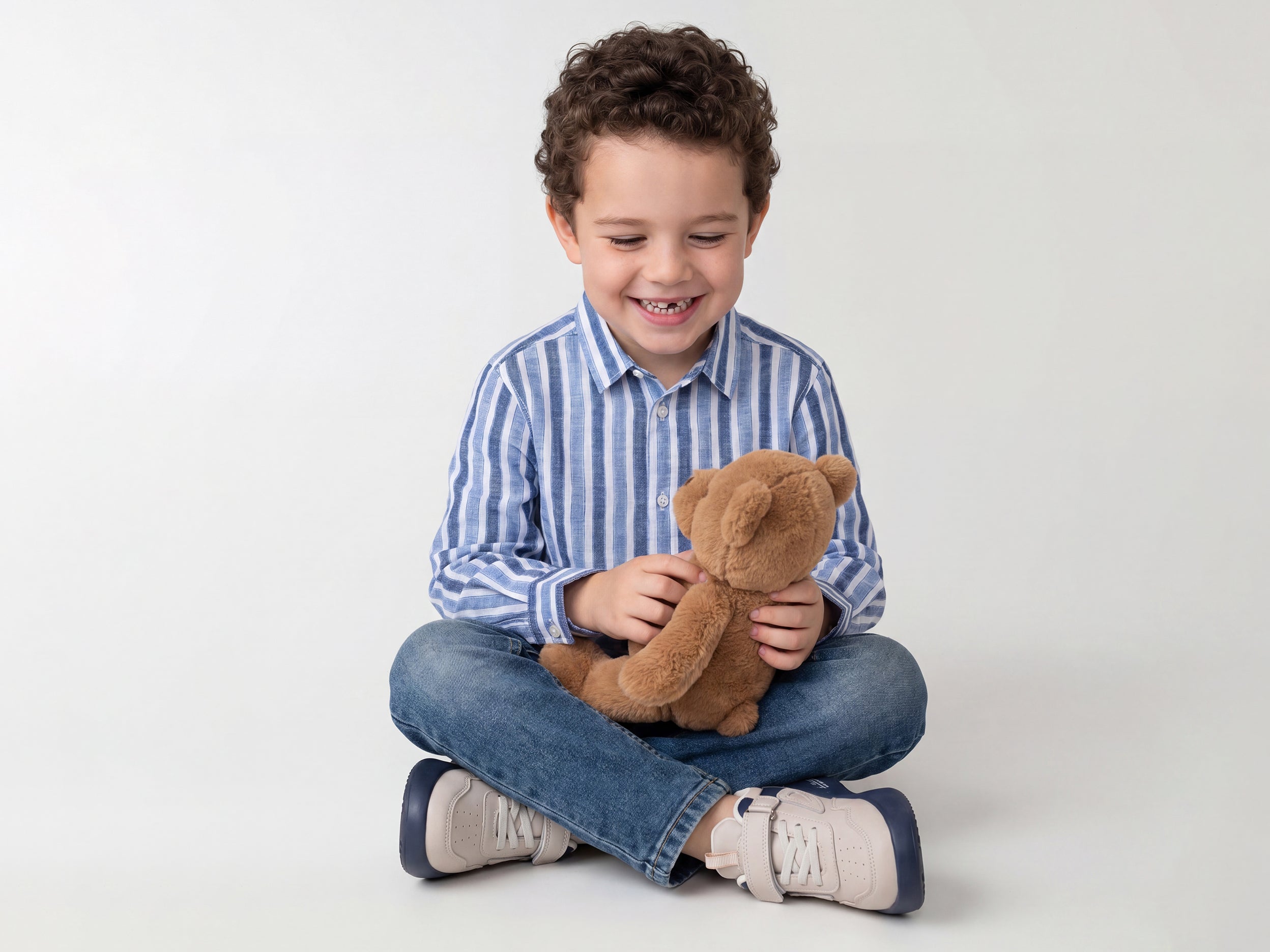 Boys Regular Fit Spread Collar Stripes Shirt